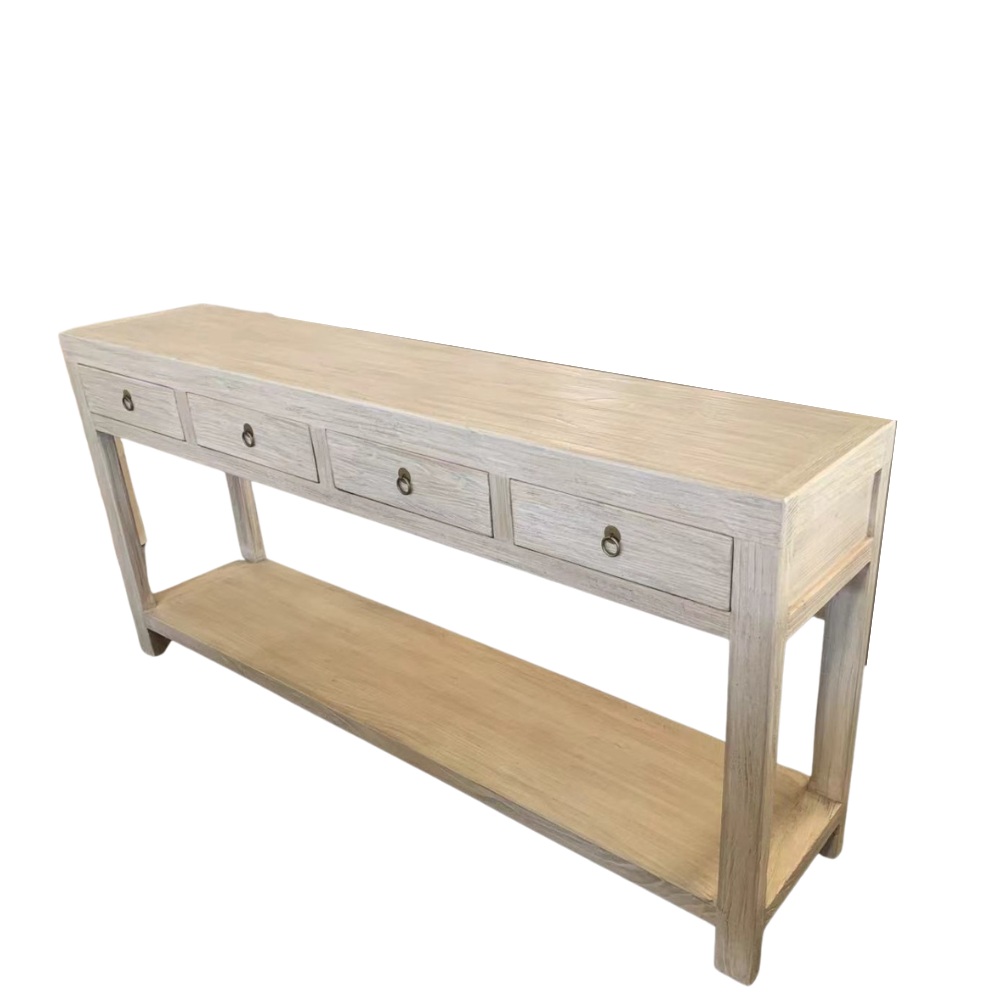 Reclaimed Elm 4 Drawer Console Table - 190cm - Caya