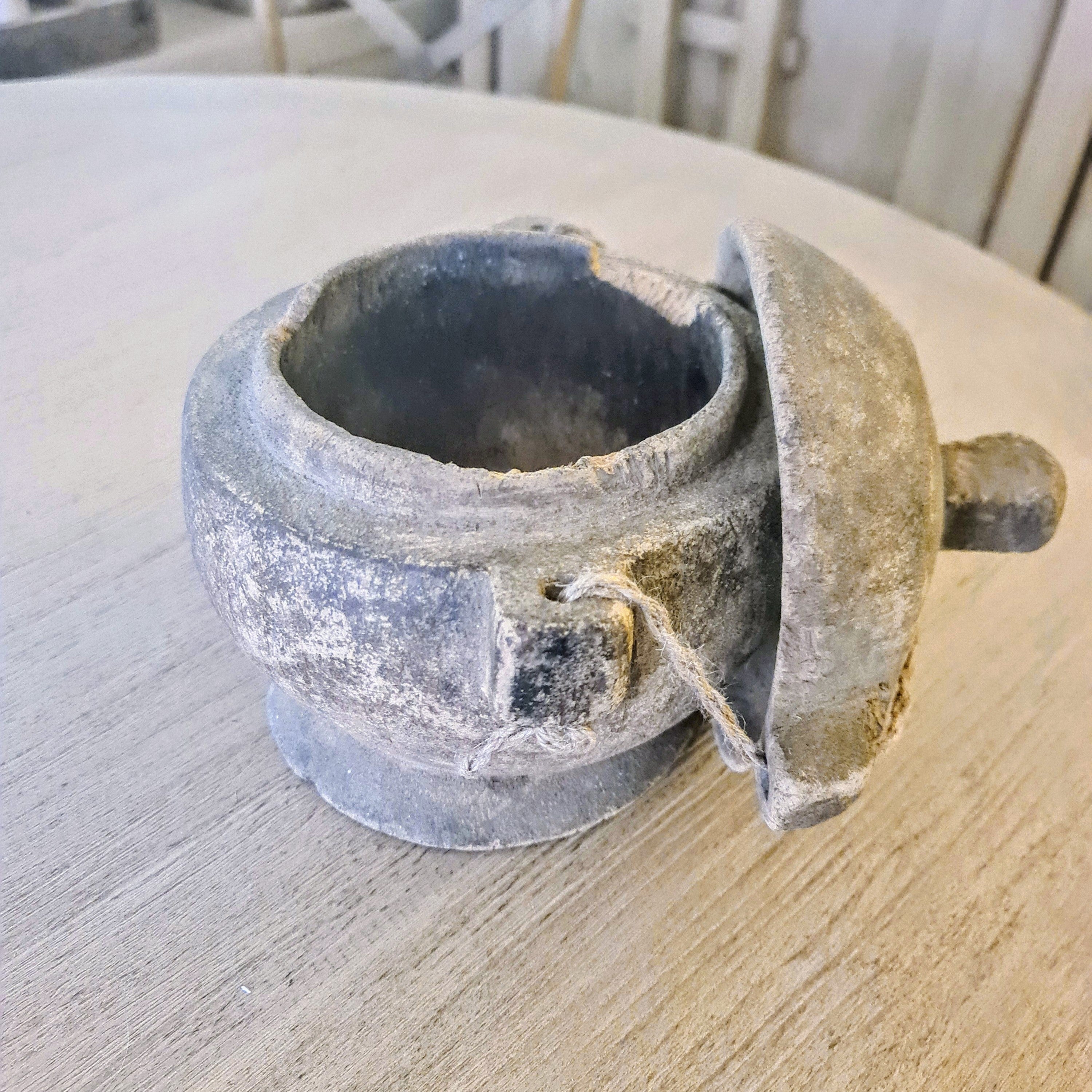 Antique Lidded Naga Wood Bowl | Wabi-Sabi Storage Vessel | Med 23 x 20.5 x 26 cm