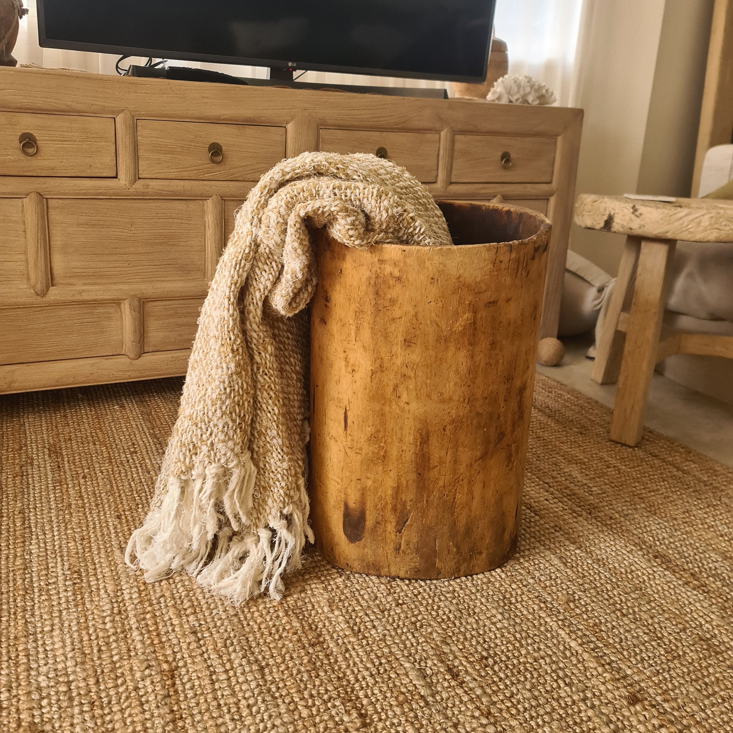 Giant Antique Naga Wood Planter/ Wabi-Sabi Vessel