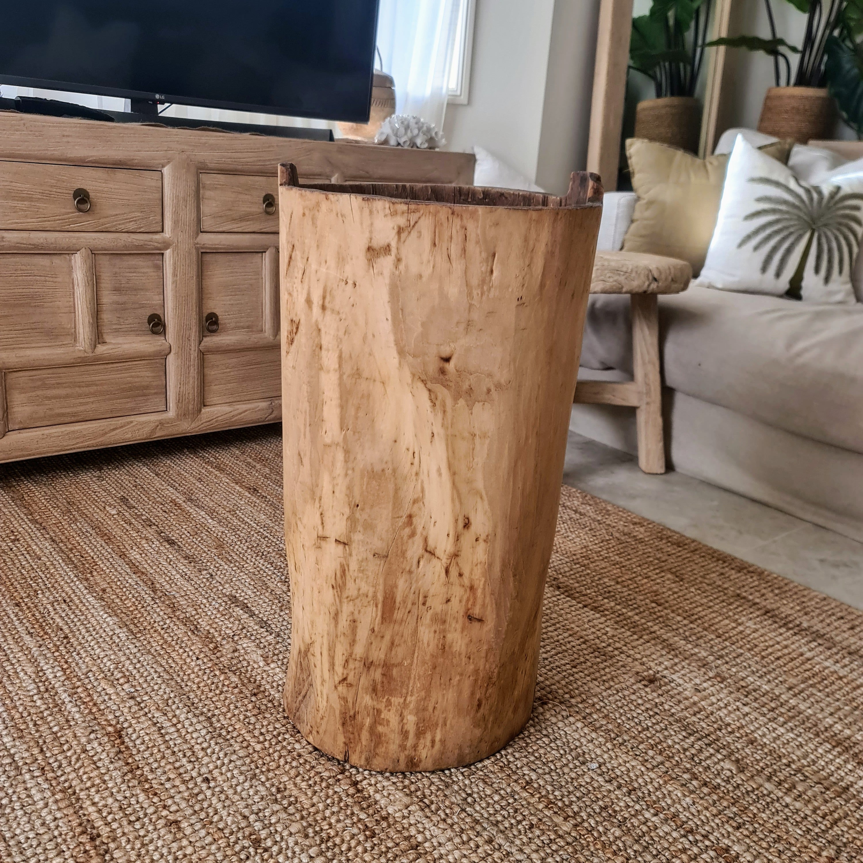 Giant Antique Naga Wood Planter - Wabi-Sabi Vessel -Large