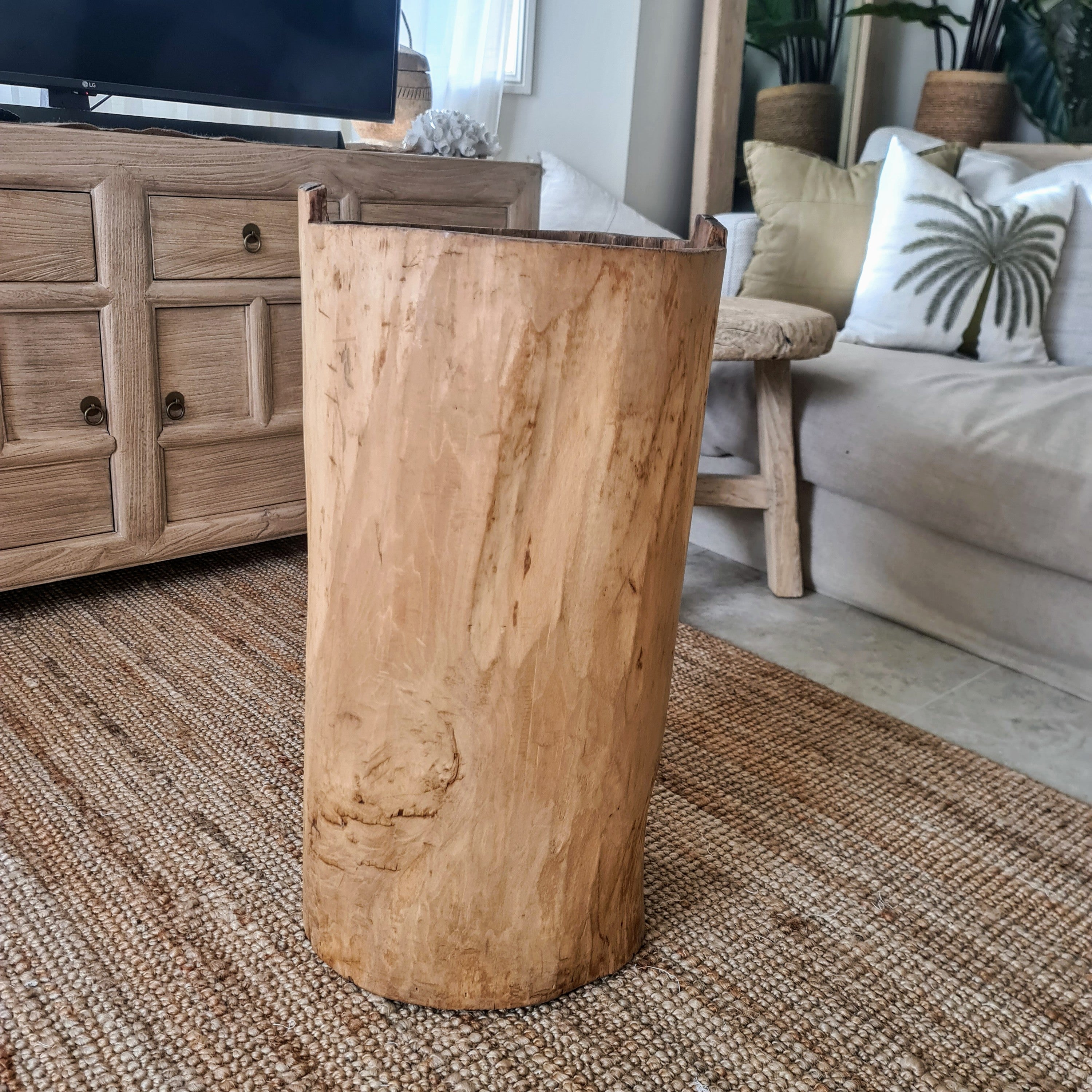 Giant Antique Naga Wood Planter - Wabi-Sabi Vessel -Large