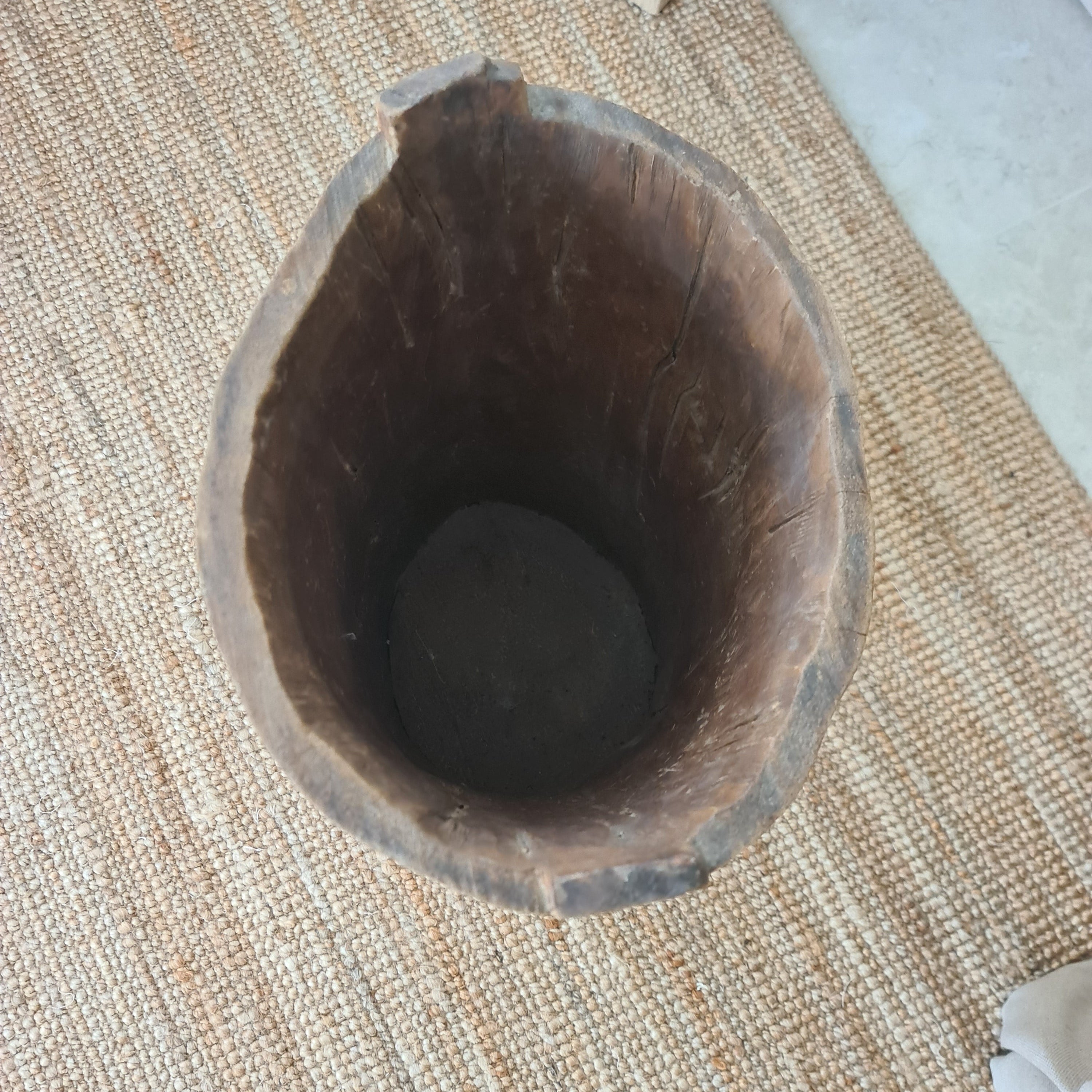 Giant Antique Naga Wood Planter - Wabi-Sabi Vessel -Large