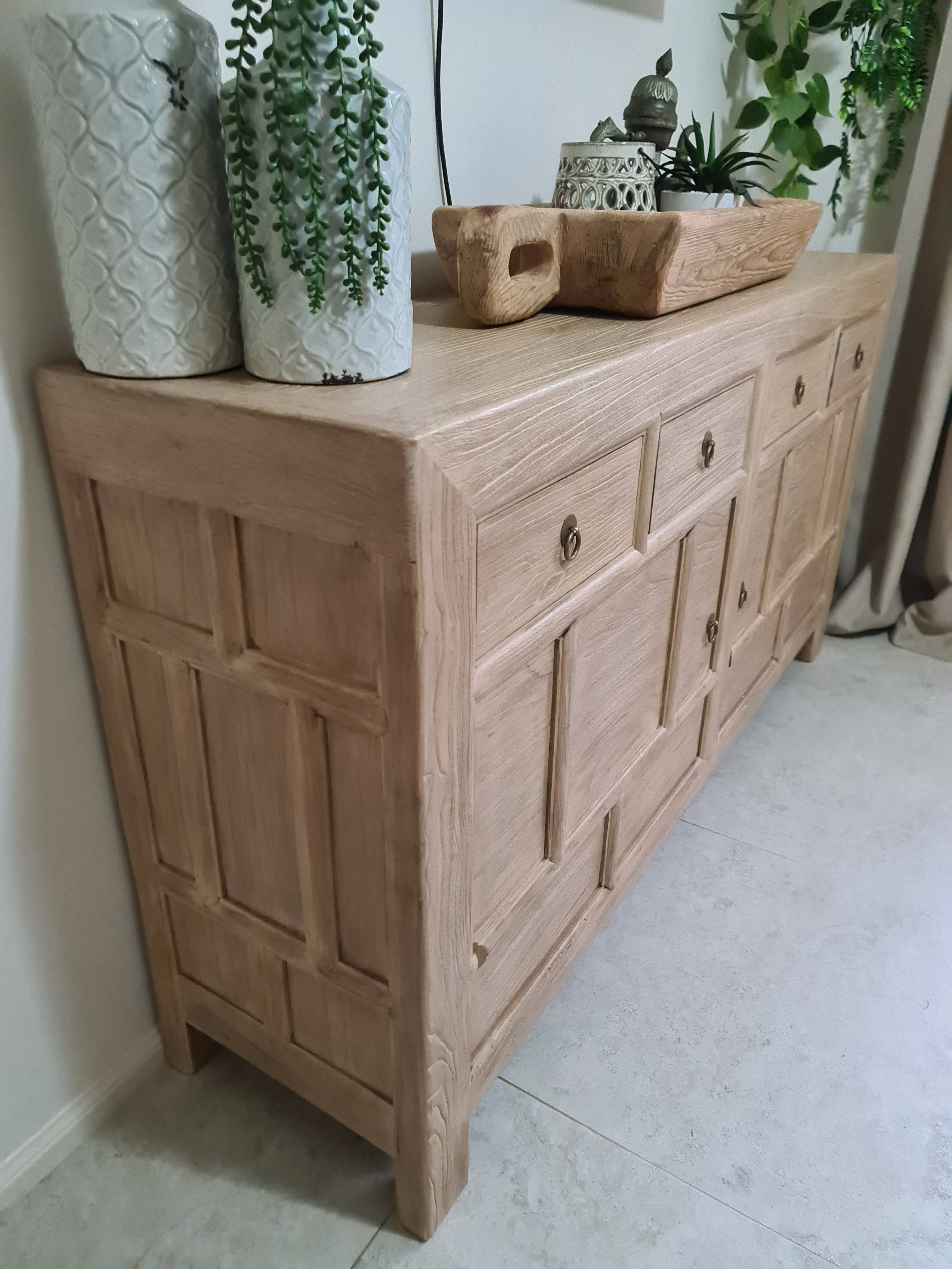 Reclaimed Elm 2 Door - 4 Drawer Cabinet - 160cm x 44cm x 70cm - Aura