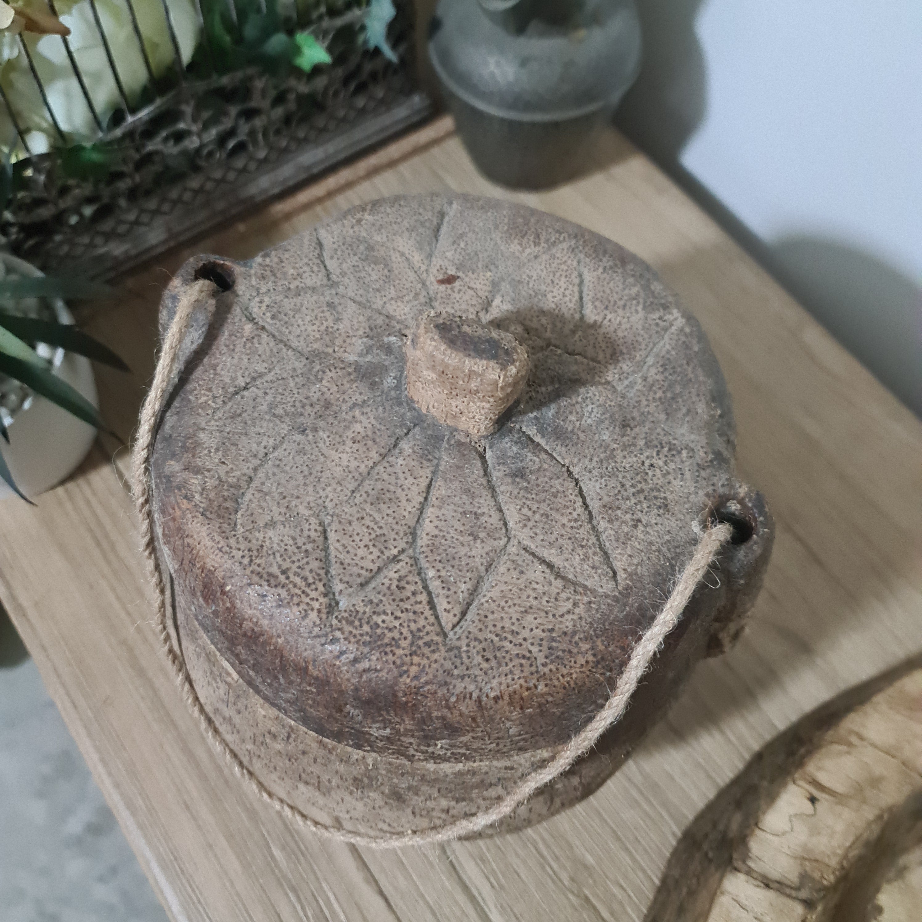 Antique Lidded Naga Wood Bowl | Wabi-Sabi Storage Vessel | Large 23 x 22 x 25cm