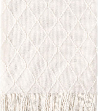 Off White Diamond Throw Blanket | Cream-Revived Artisan Eco Home Decor
