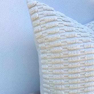 Tufted Off White Cushion Covers - 50cm x 50cm / Alabaster-Revived Artisan Eco Home Decor