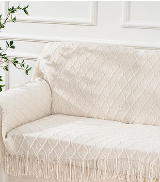 Off White Diamond Throw Blanket | Cream-Revived Artisan Eco Home Decor