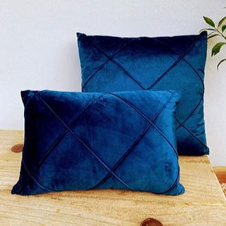 Rectangle Navy Blue Velvet Cushion Cover | Diamond-Revived Artisan Eco Home Decor