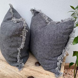 Set of 2 Grey French Linen Cushions