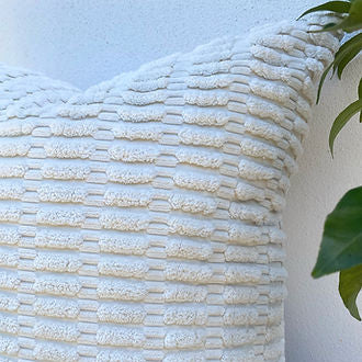 Tufted Off White Cushion Covers - 50cm x 50cm / Alabaster-Revived Artisan Eco Home Decor