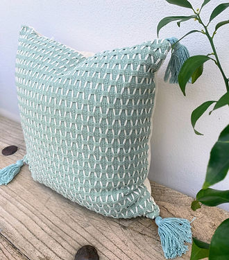 Rectangle Boho Tassel Coastal Rectangle Cushion Covers | Mint-Revived Artisan Eco Home Decor