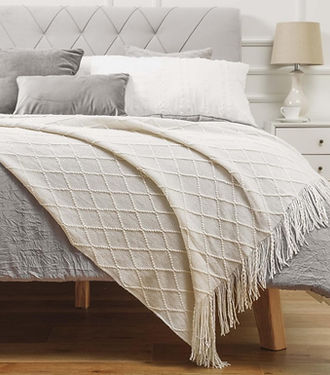 Off White Diamond Throw Blanket | Cream-Revived Artisan Eco Home Decor
