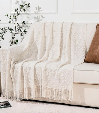 Off White Diamond Throw Blanket | Cream-Revived Artisan Eco Home Decor