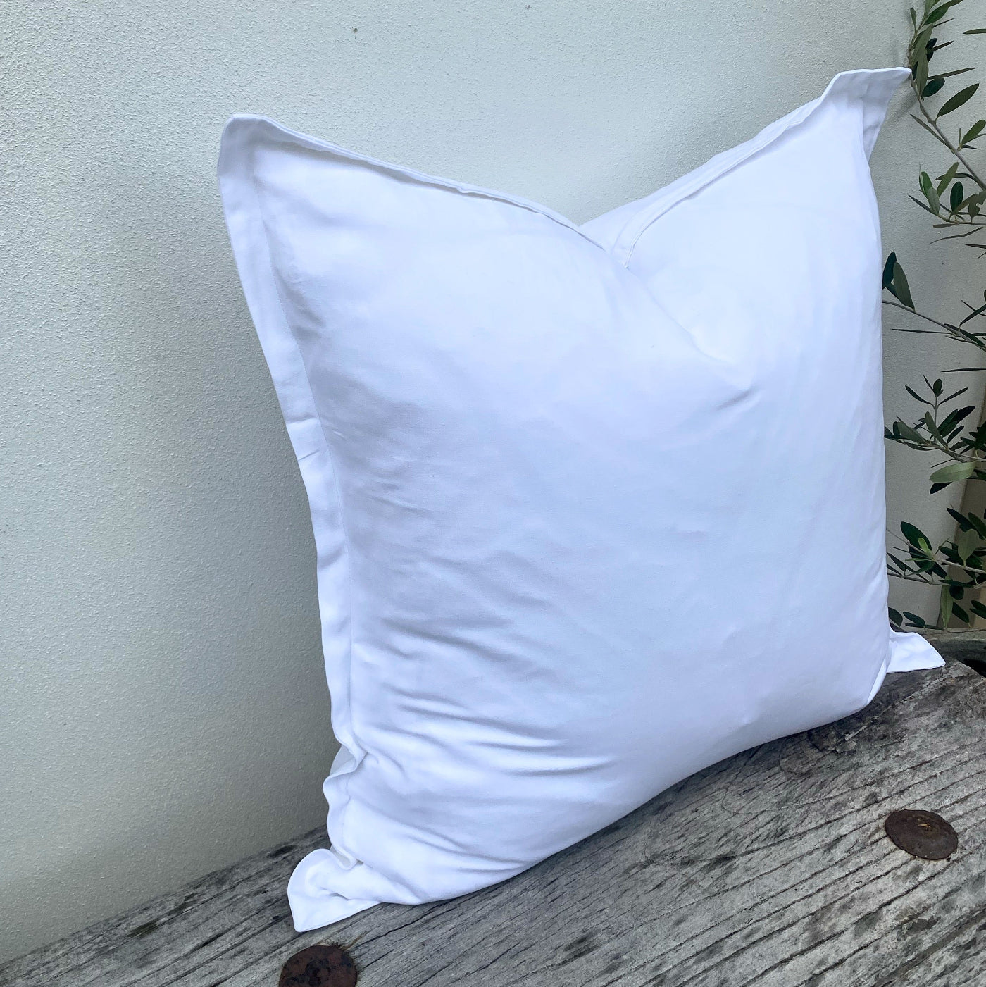 45cm Pure White Bamboo Linen Cushion Covers