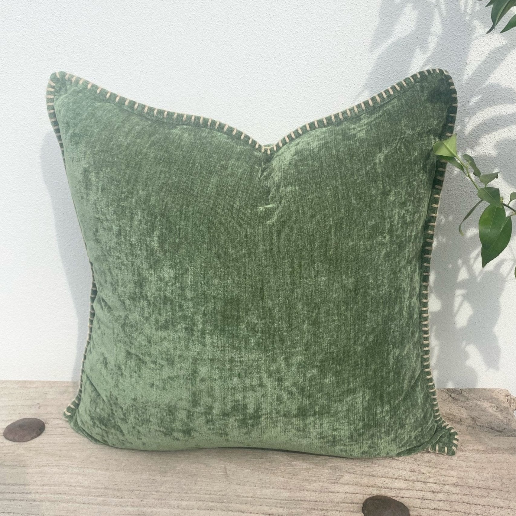 Forest Green Cushion | Chenille-Revived Artisan Eco Home Decor