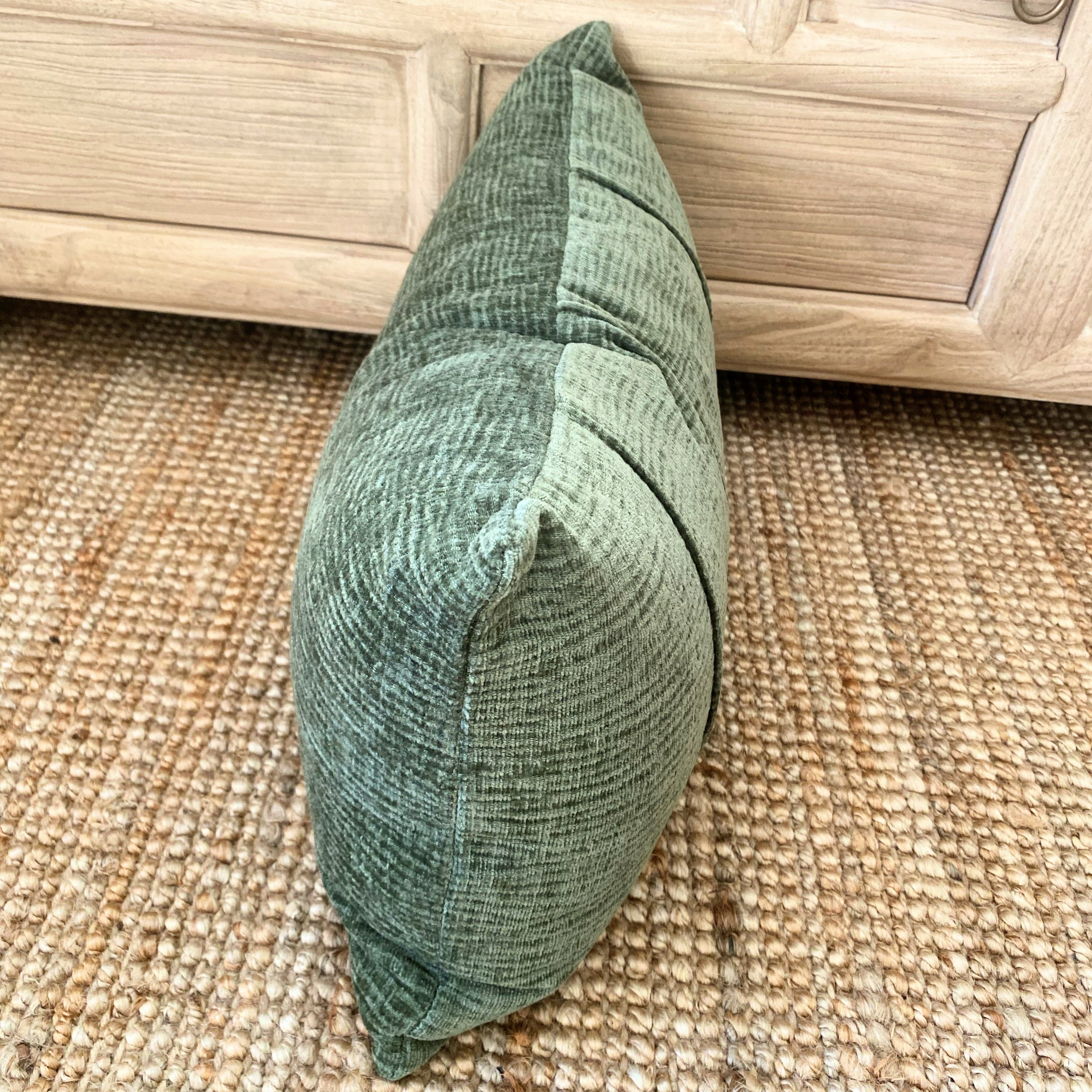 Forest Green Rectangle Cushion 50cm | Chenille Velvet- Zara