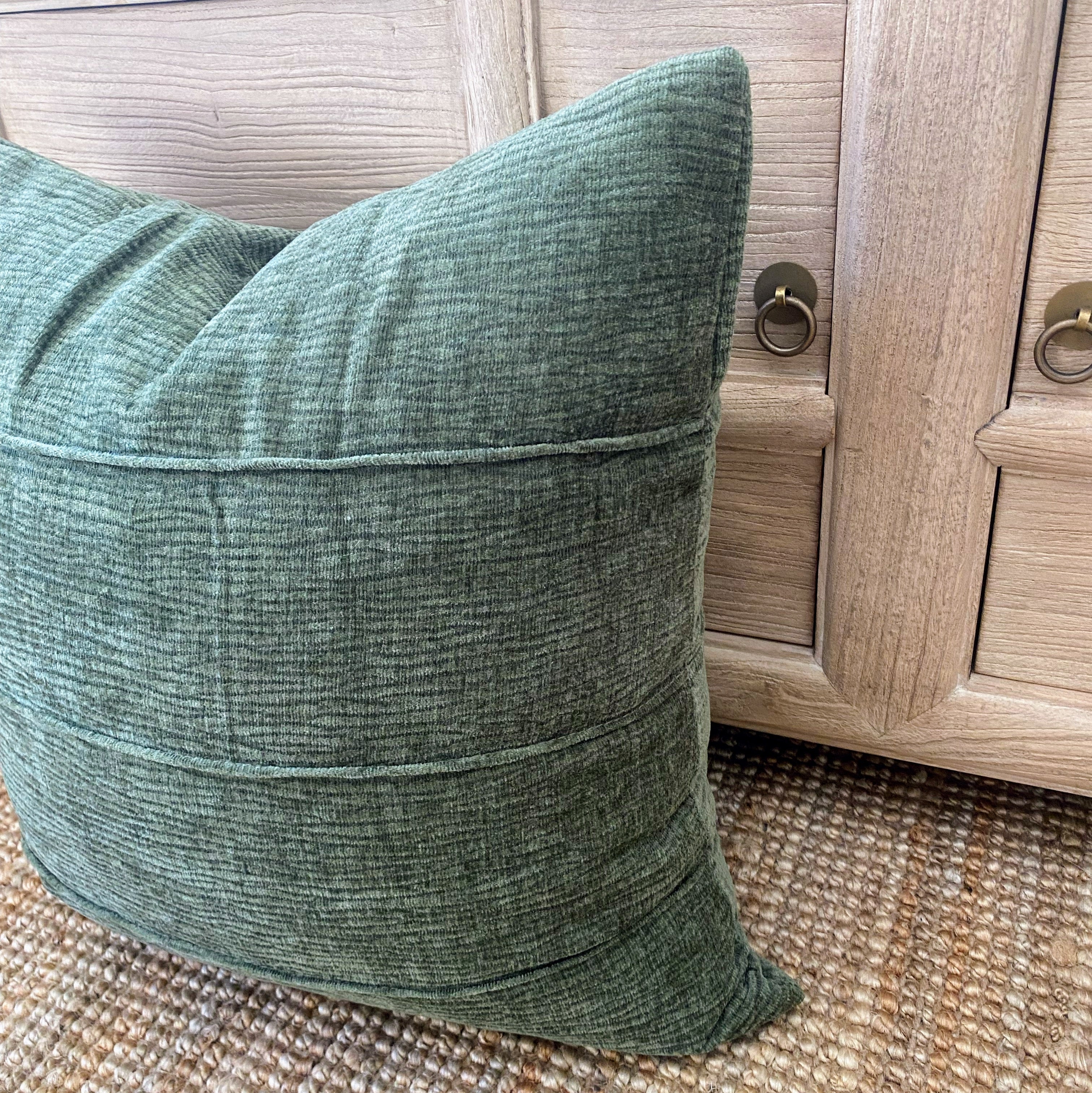 Forest Green Cushion 50cm | Chenille Velvet- Zara