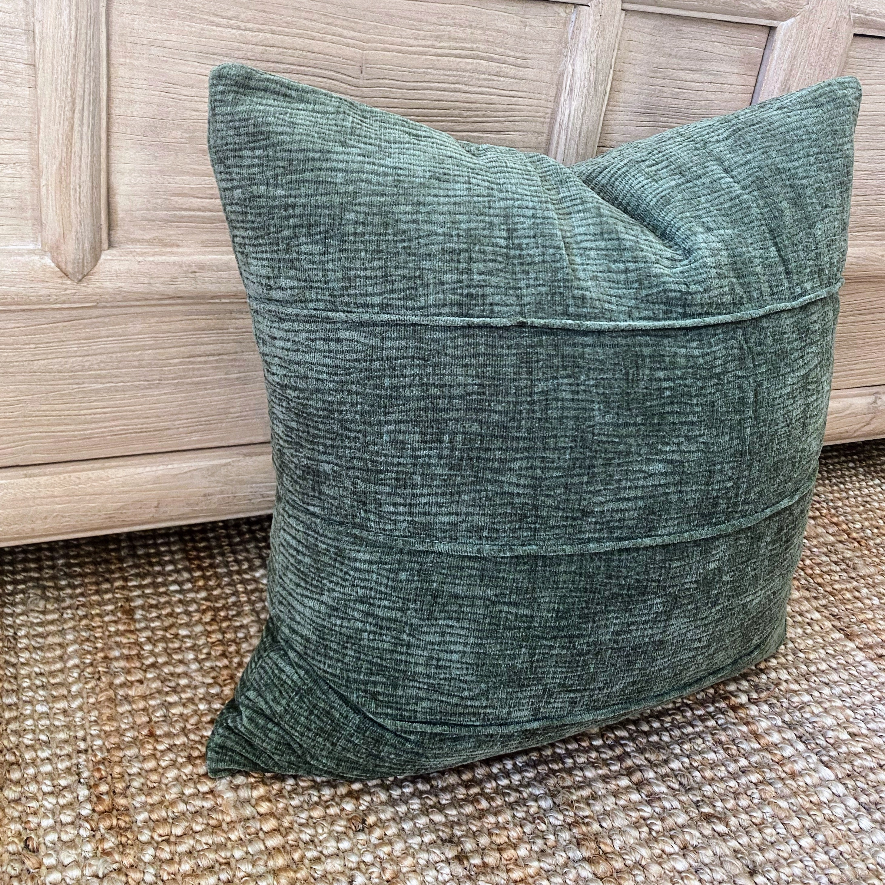 Forest Green Cushion 50cm | Chenille Velvet- Zara