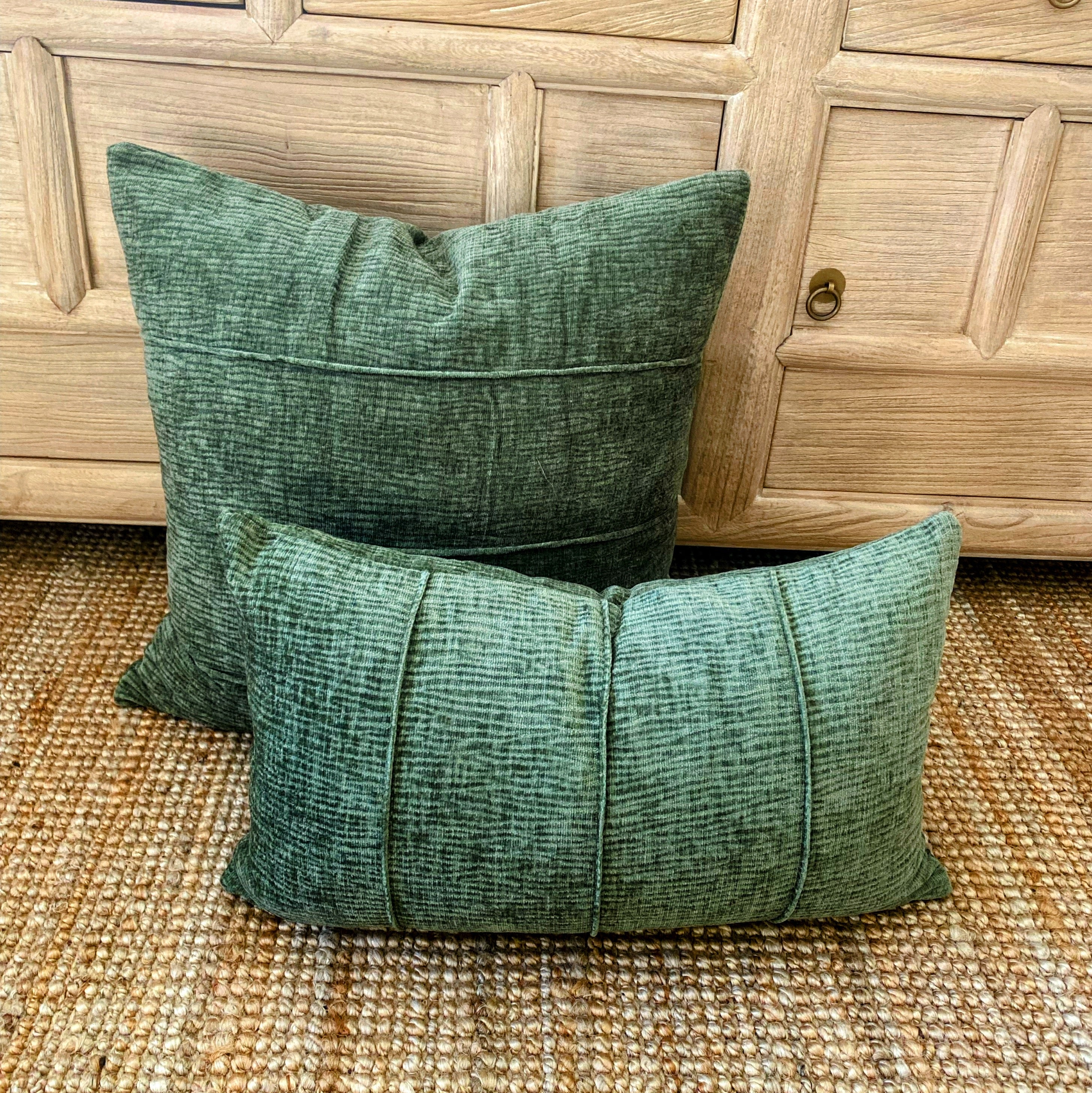 Forest Green Cushion 50cm | Chenille Velvet- Zara