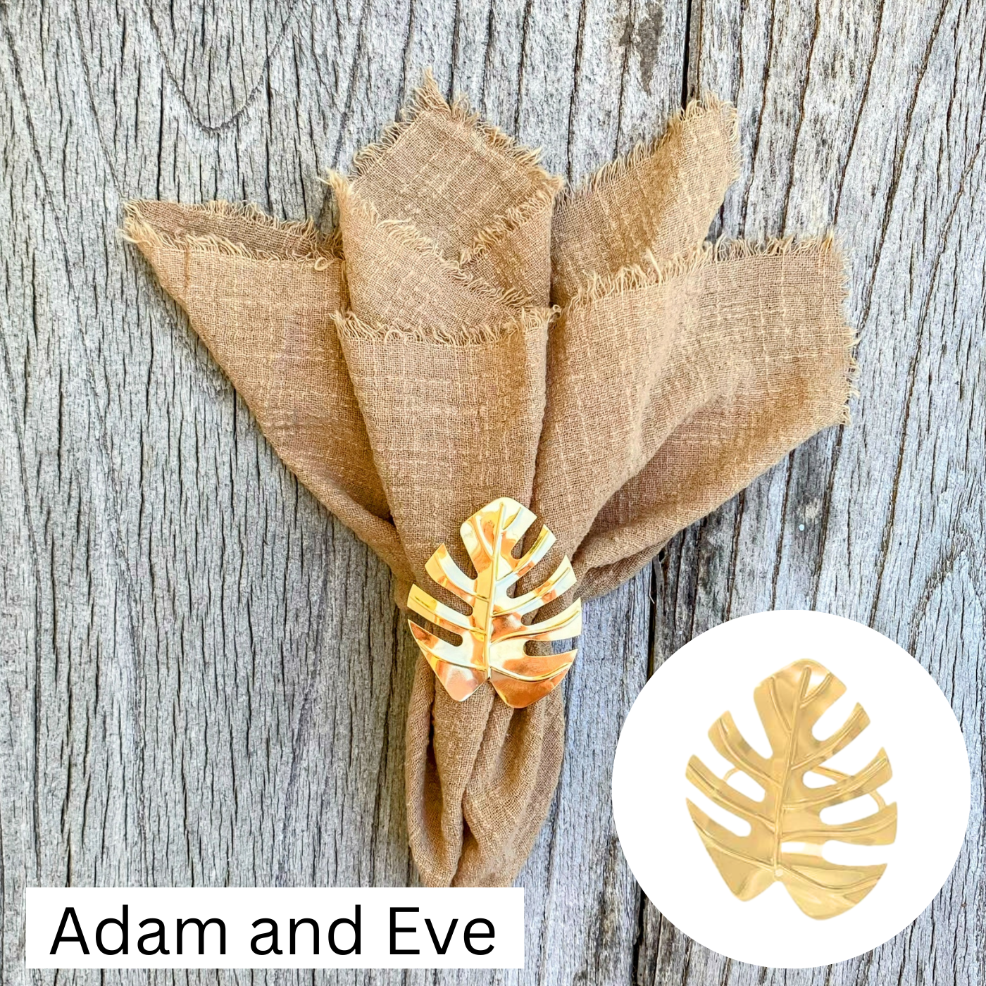 6 Napkins & Napkin Rings | Silver or Gold | Cotton Fringed