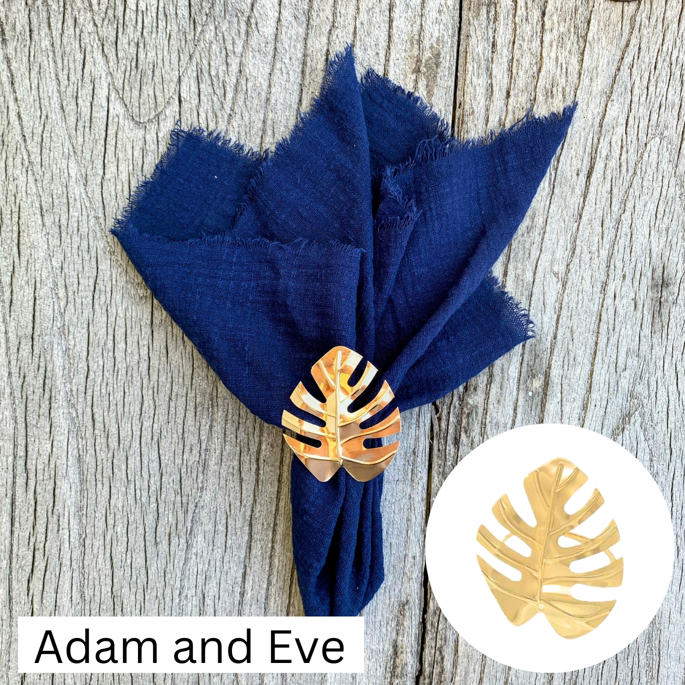 6 Napkins & Napkin Rings | Silver or Gold | Cotton Fringed