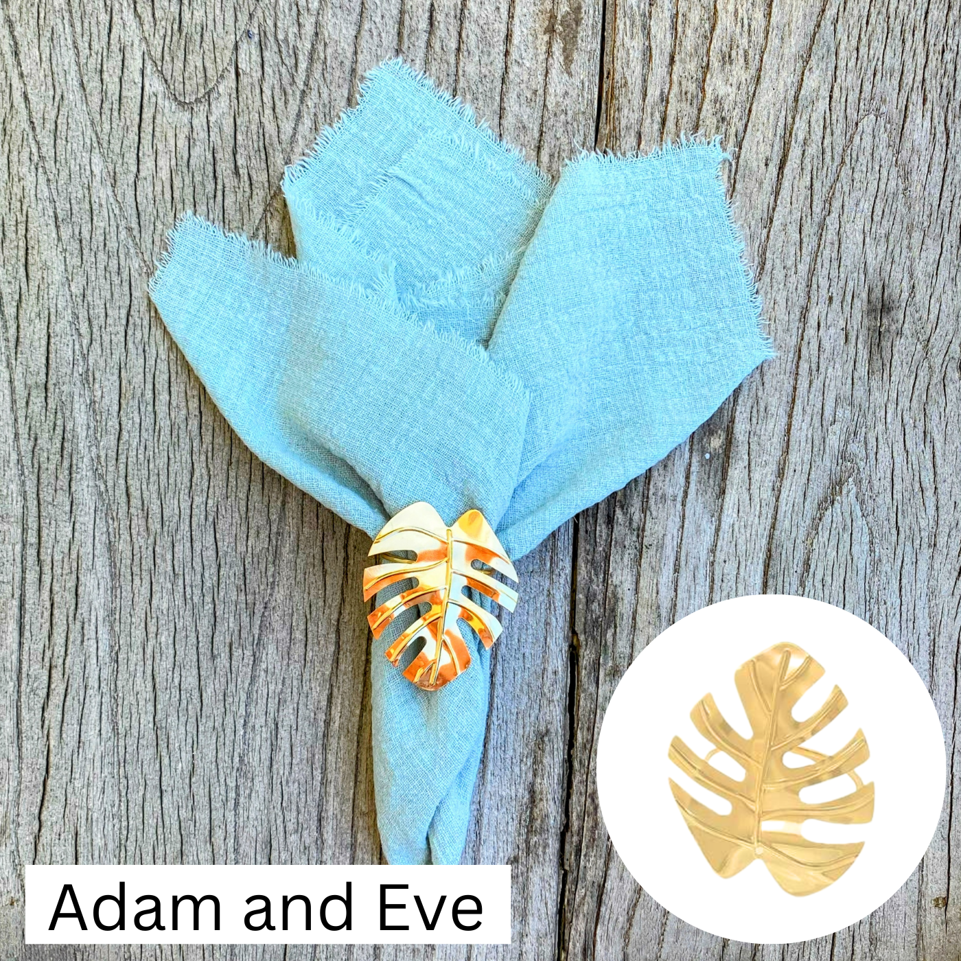 6 Napkins & Napkin Rings | Silver or Gold | Cotton Fringed