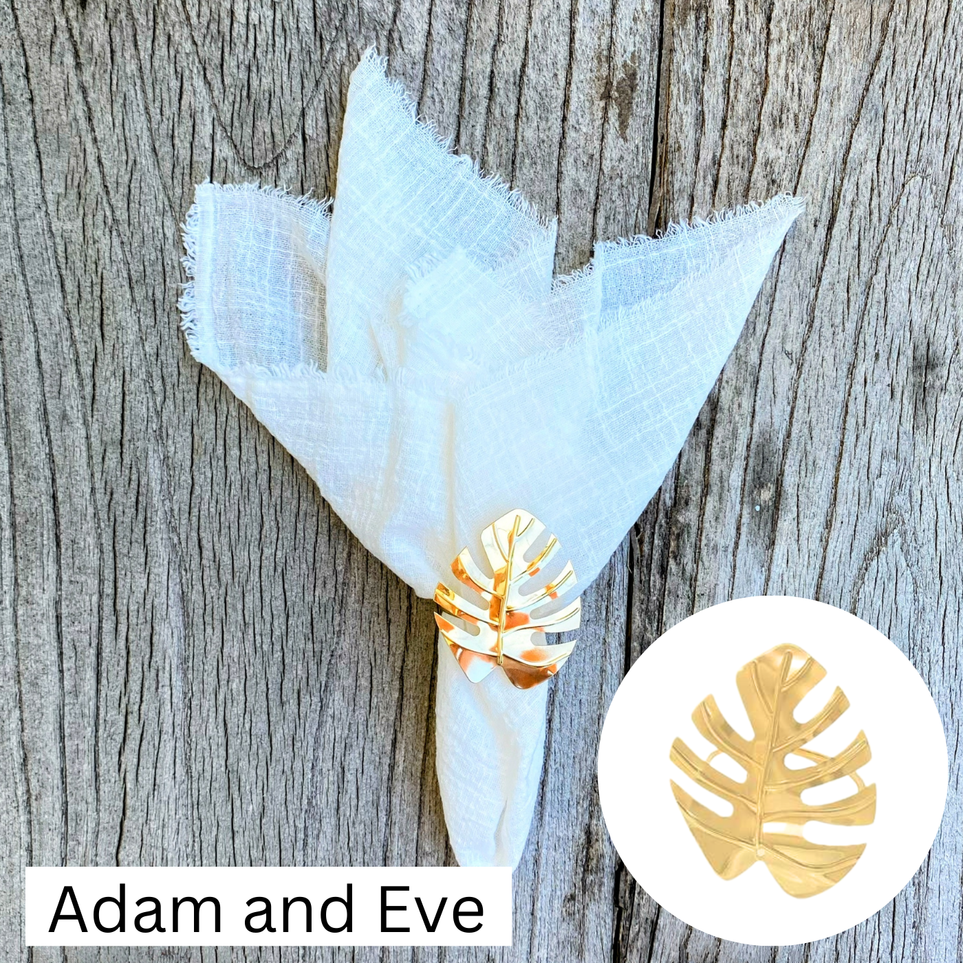 6 Napkins & Napkin Rings | Silver or Gold | Cotton Fringed