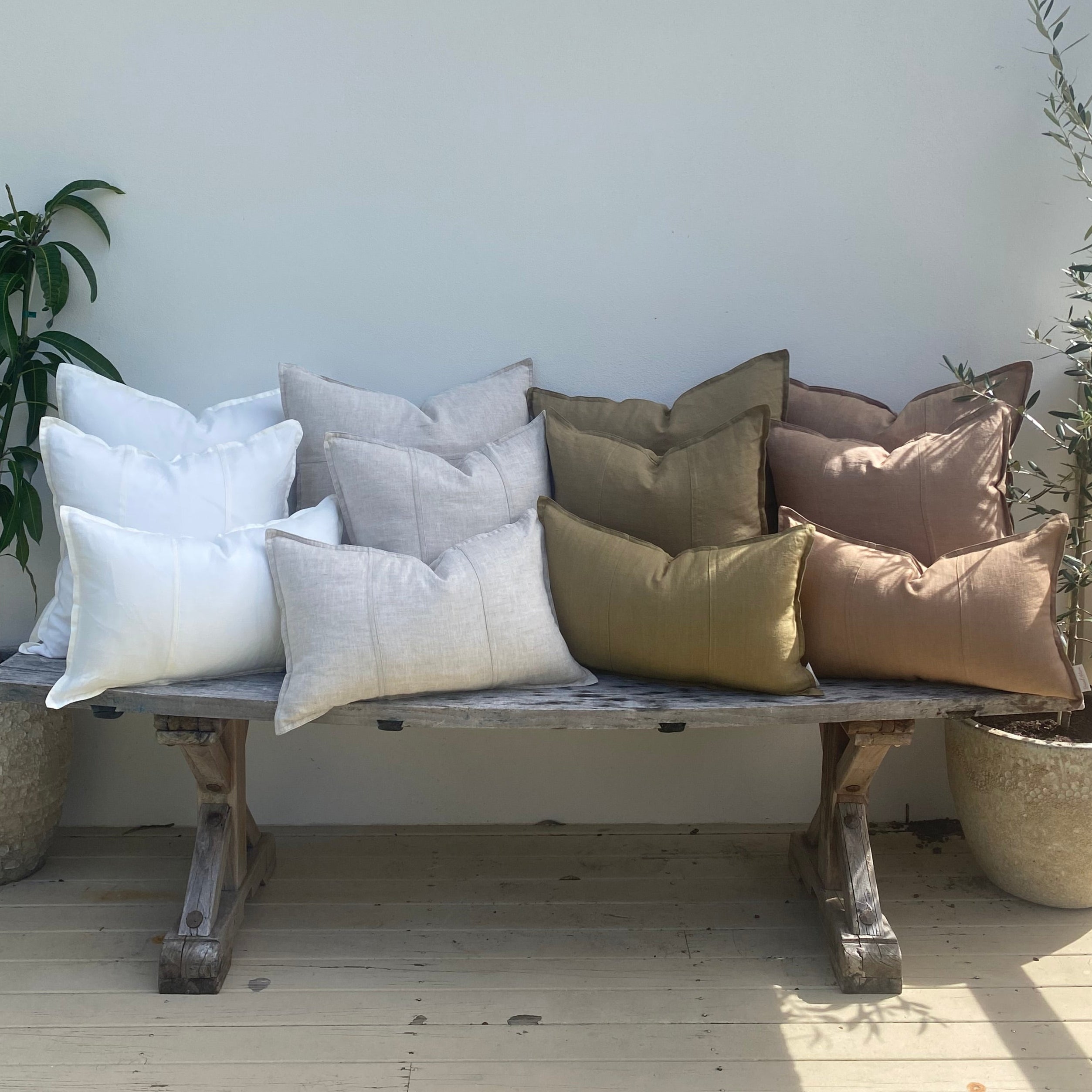 Designer French Linen Cushion Covers | Olive - Cali