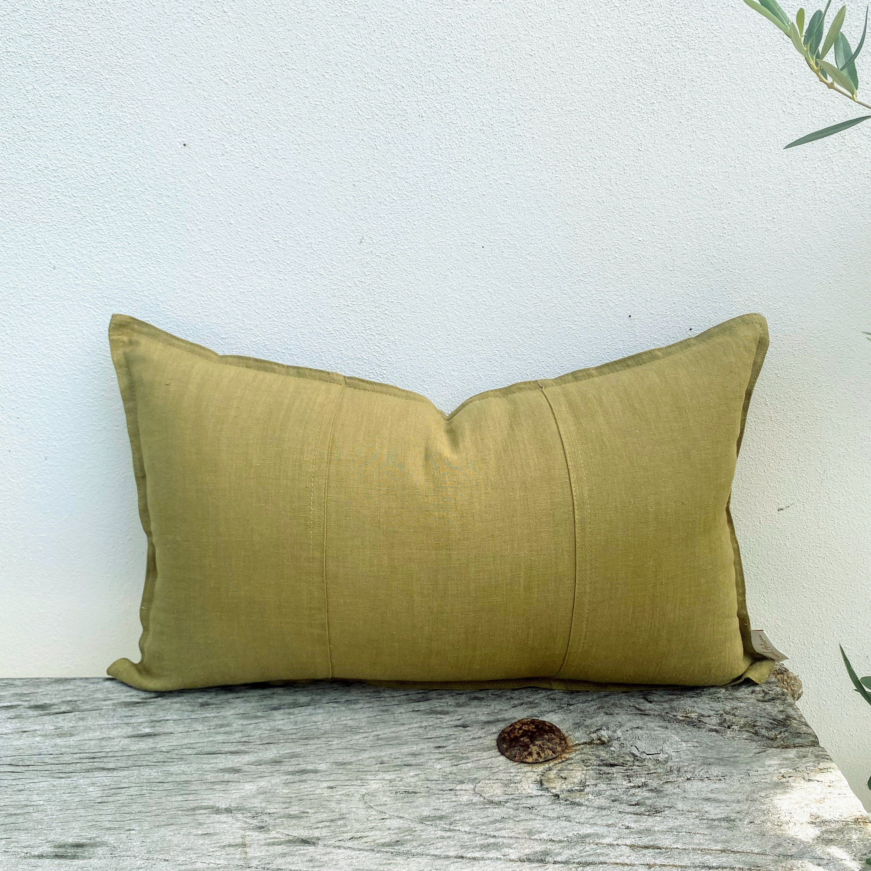 Designer French Linen Cushion Covers | Olive - Cali