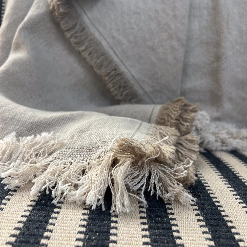 Natural-Heavy Weight French Linen Yarn Dyed Throw