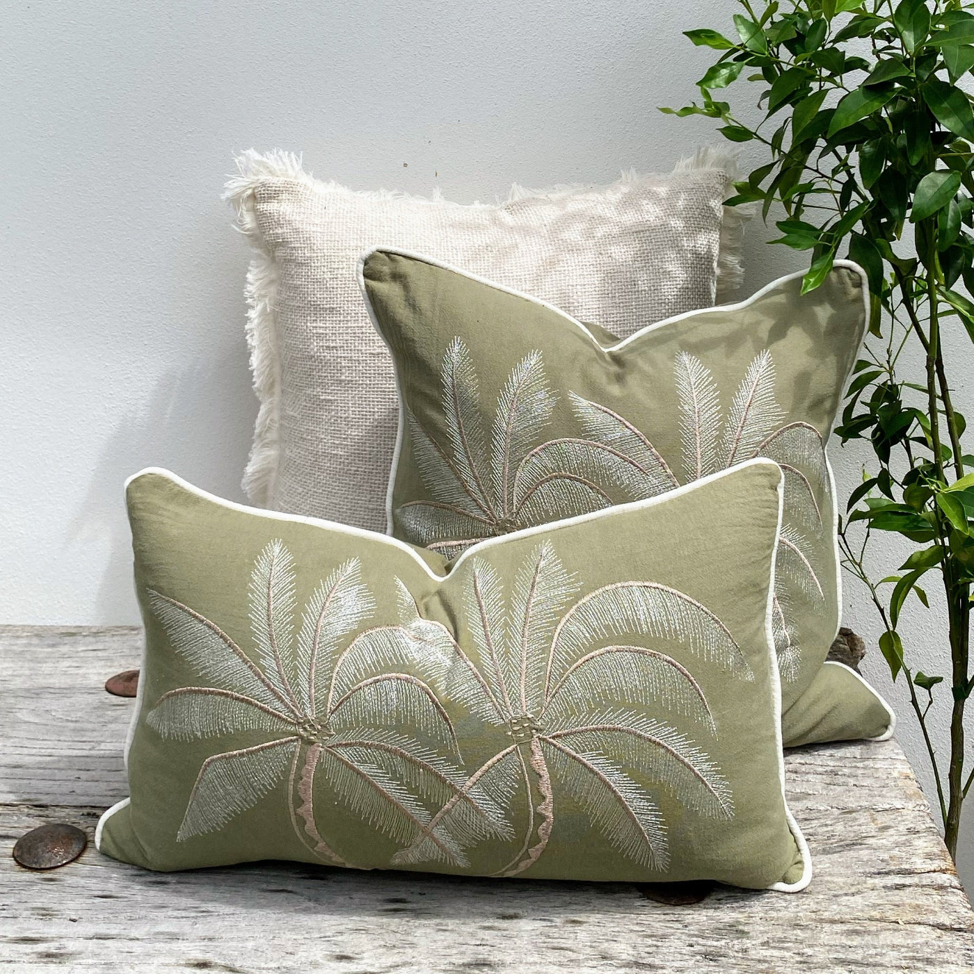 Avocado Green Cushion Cover with Soft Woven Fabric