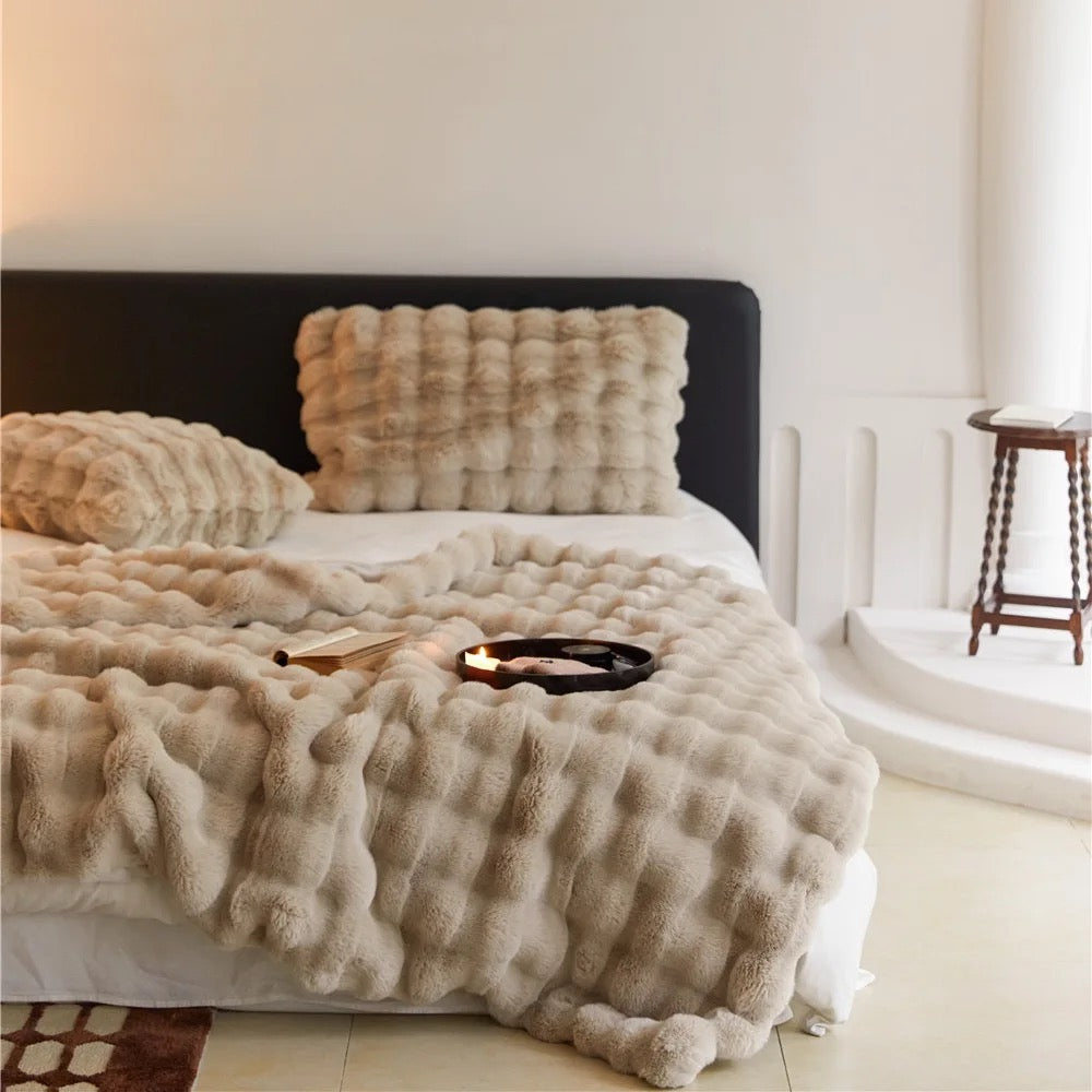 Soft Rabbit fur throw blanket