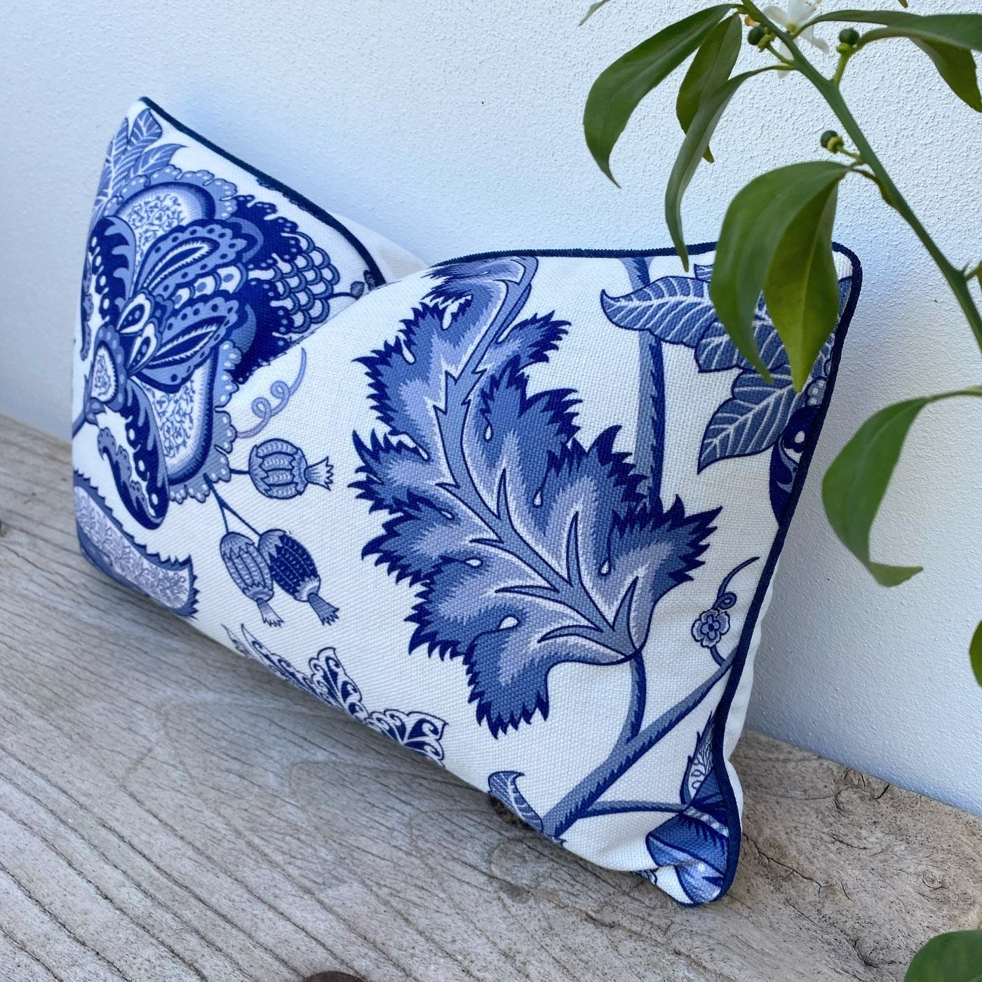 Rectangle Hamptons Style Cushions | Blue and White Floral |Cherished Garden-Revived Artisan Eco Home Decor