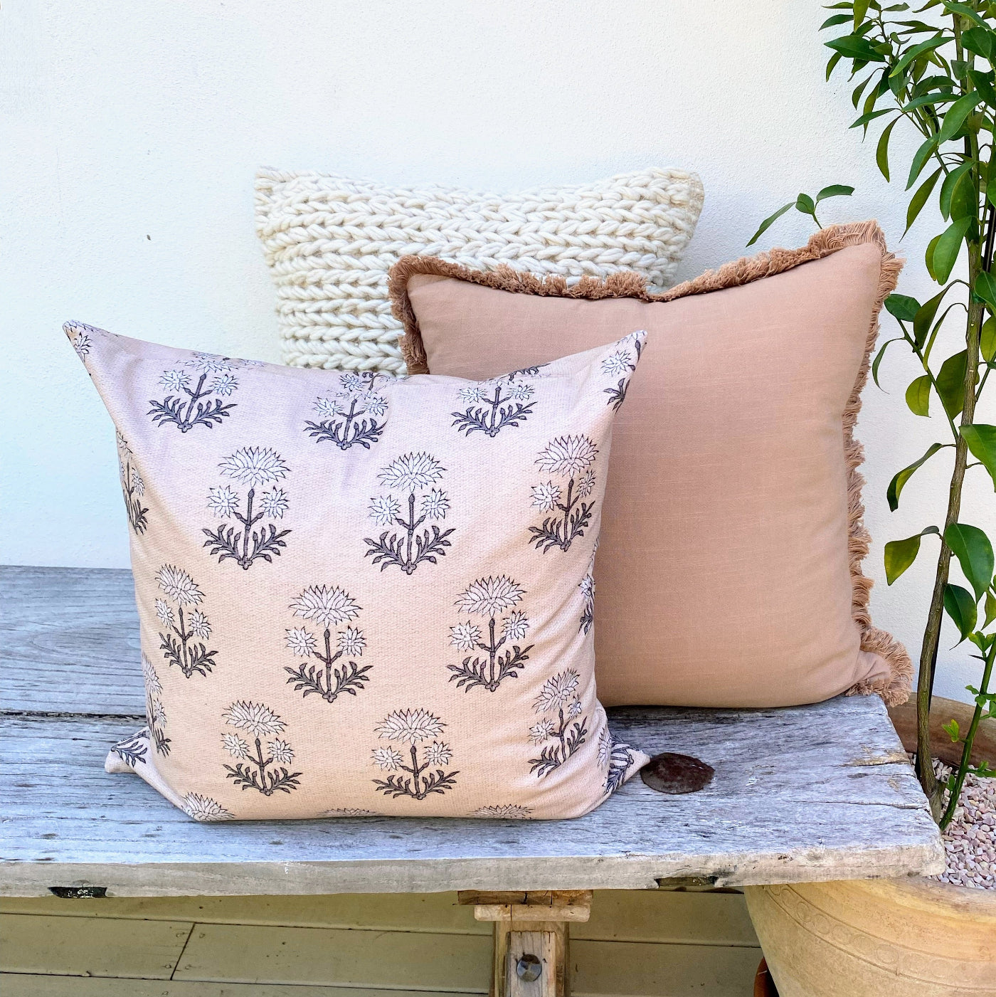 Bohemain Textured Set of 3 Cushions