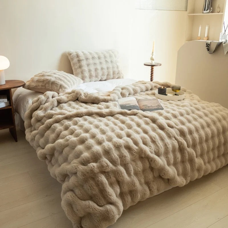Camel Extra Large Faux Fur Throw