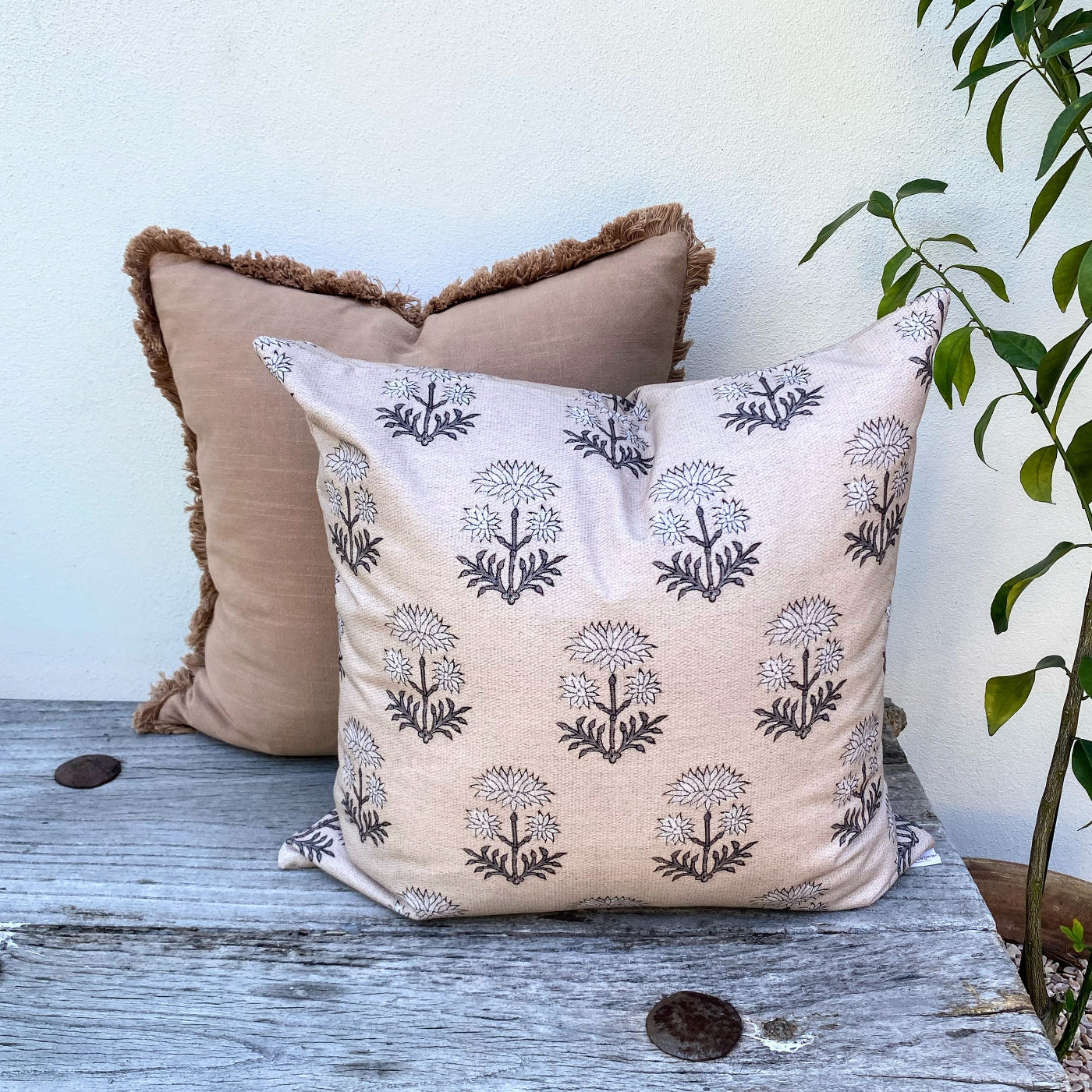 Coastal Fringed Edge Terracotta Beige Cushions
