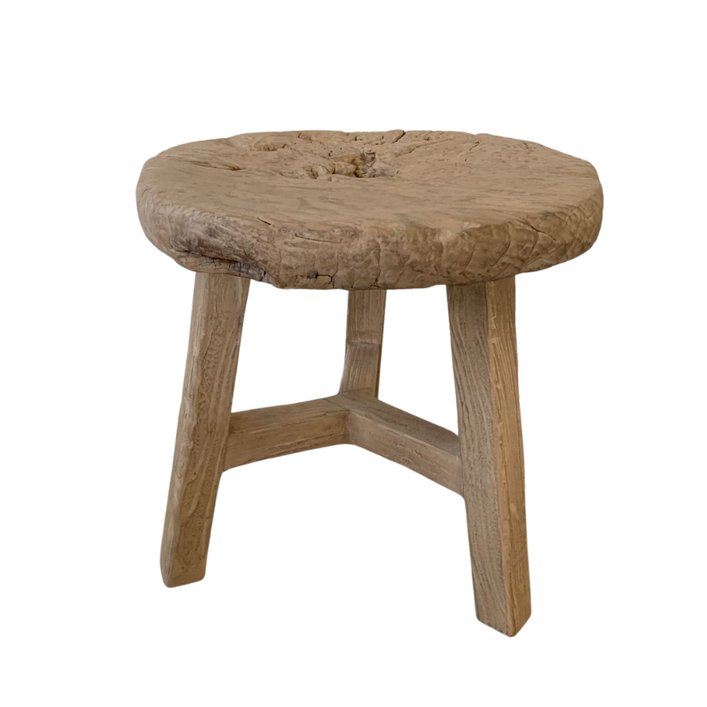 Durable side table for sustainable elm wood decor