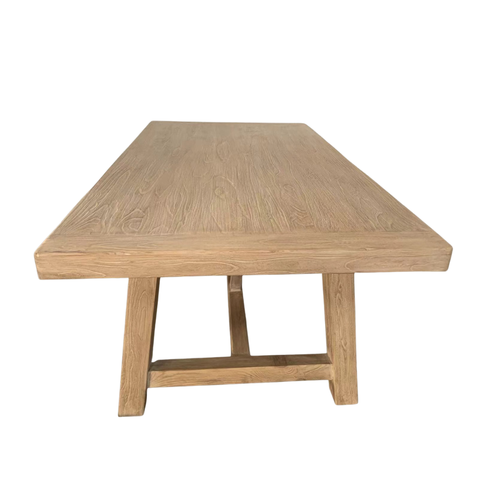 Eco friendly wood 6 to 8 Seater Trestle Dining Table with natural blonde timber grain
