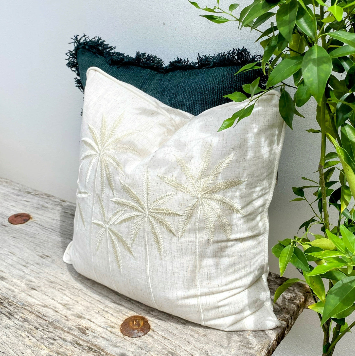 Green and Beige Cushion Set for Bohemian Home Decor