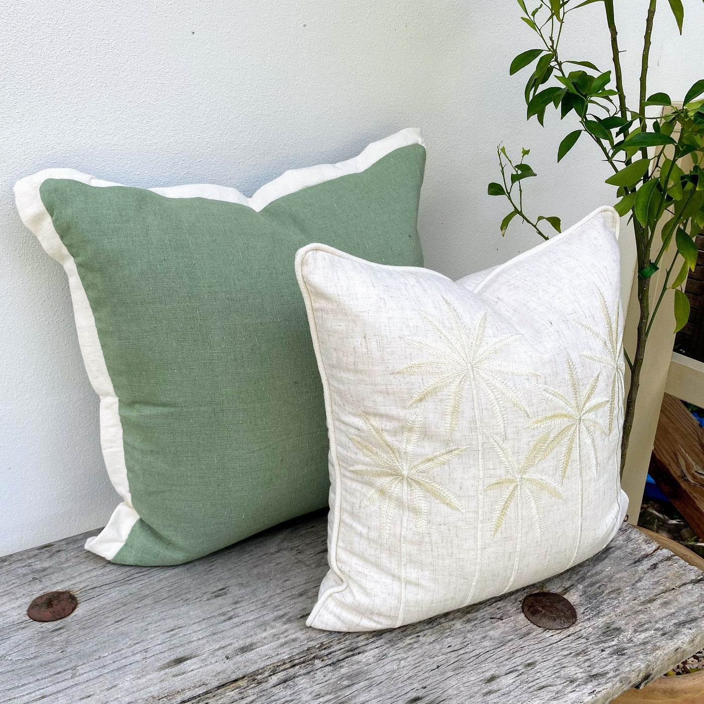 Green and White Cushion Cover Set Australia