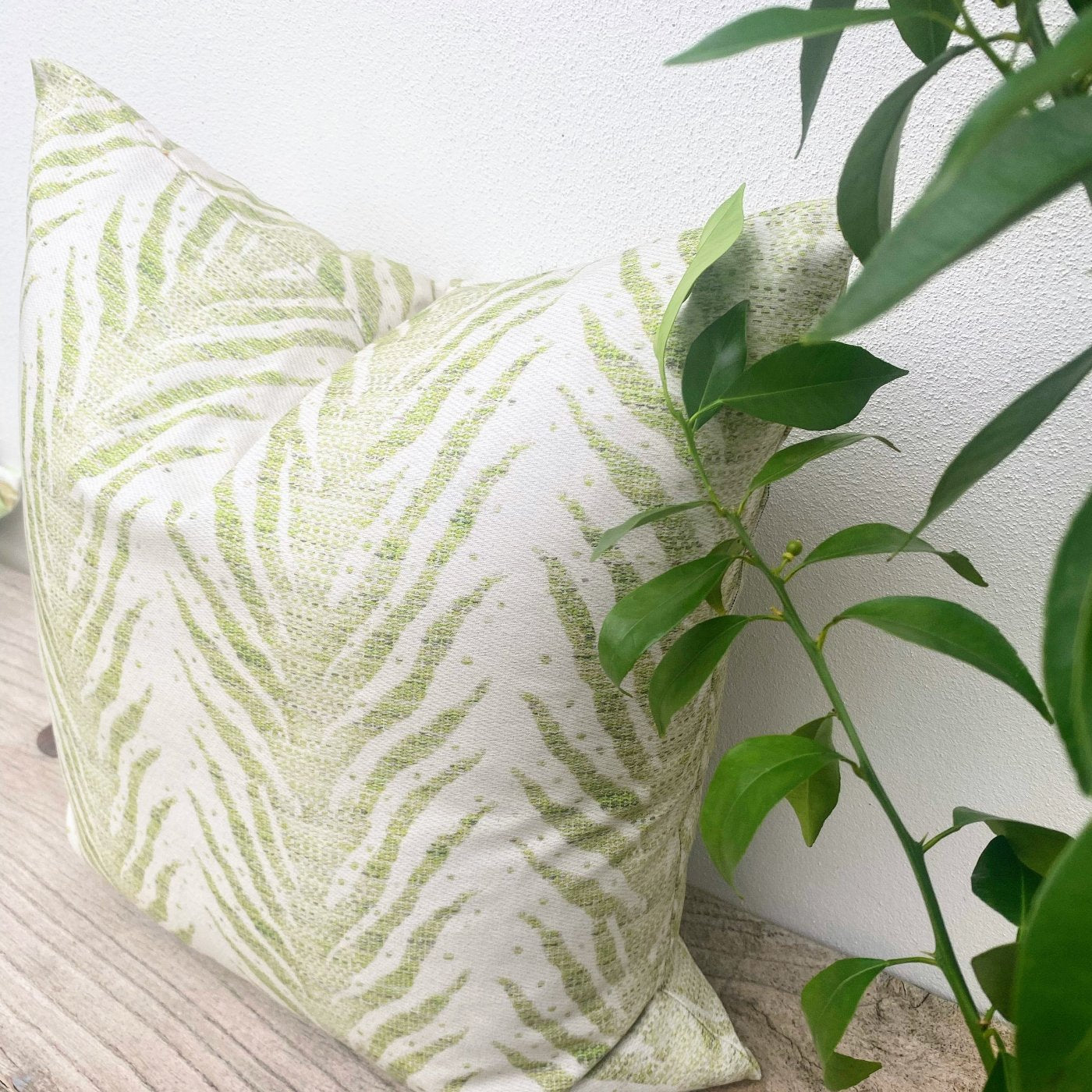 100% Cotton Green Cushion | Flowing Vine-Revived Artisan Eco Home Decor