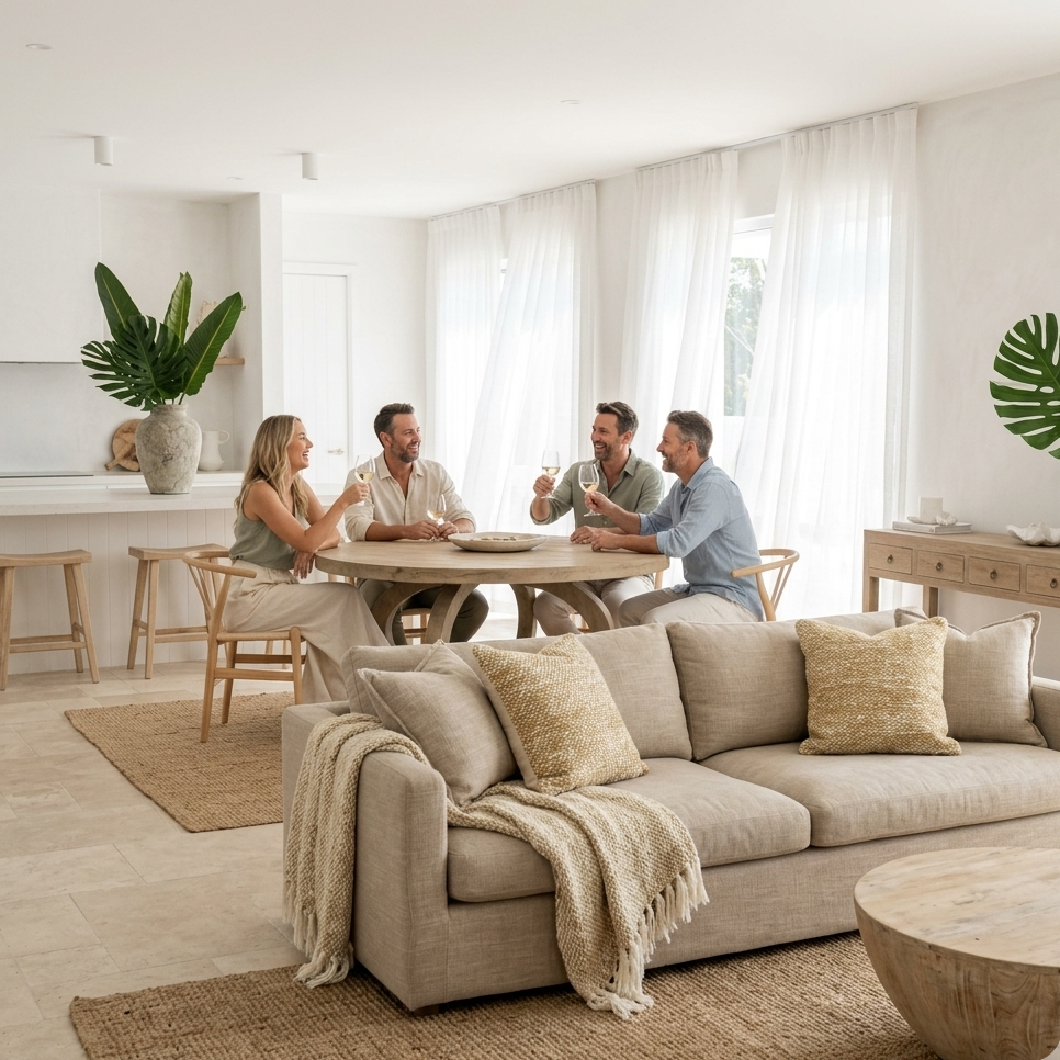 Handcrafted organic modern furniture in a modern rustic interior decor