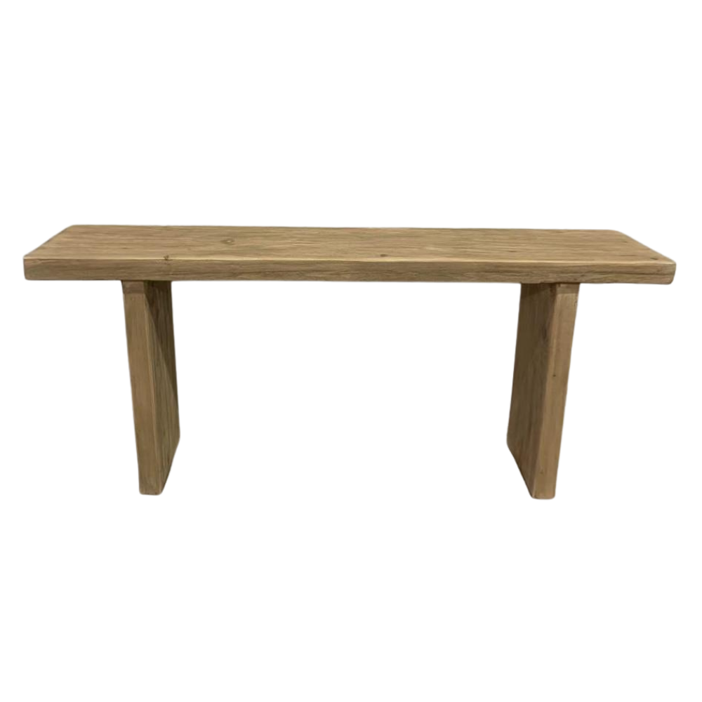 Long bench made of recycled elm wood furniture in Australia