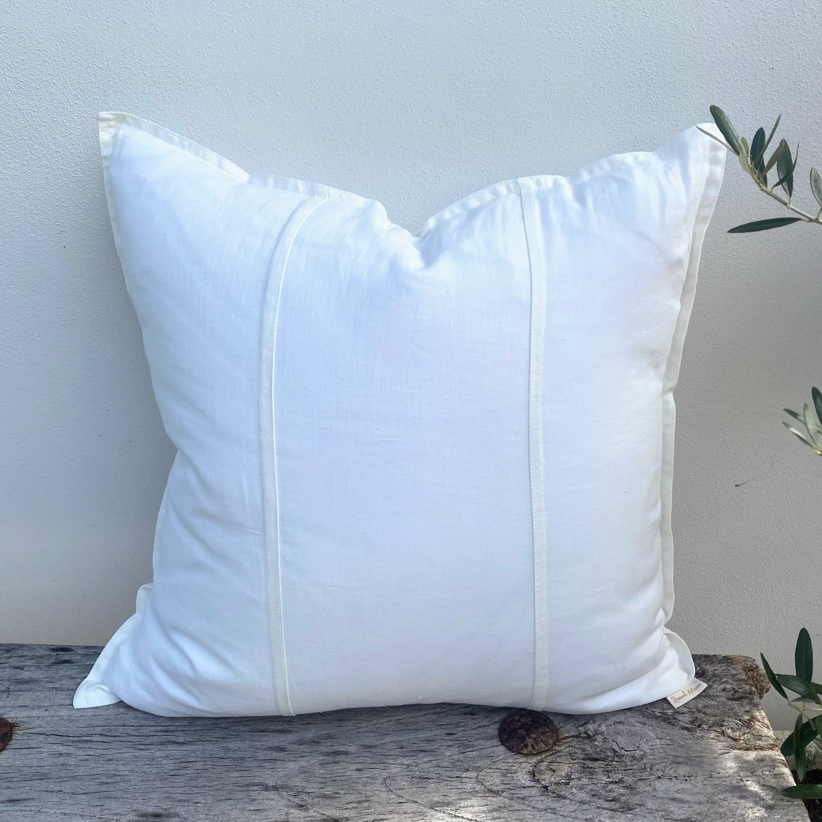 Meticulous Stitching Linen White Cushion