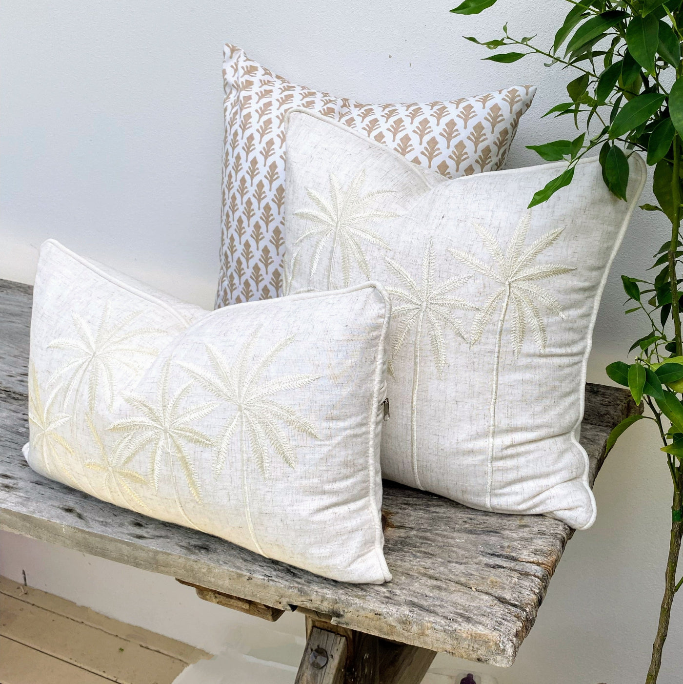 Most Demanding Set of Three Bright Palm Cushion