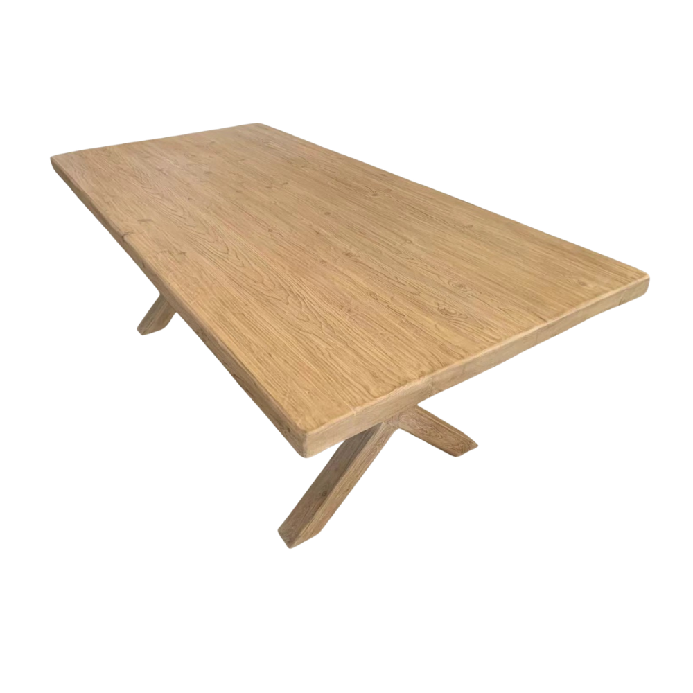 Eco friendly reclaimed Elm Large 6 to 8 Seater Cross Leg Dining Table