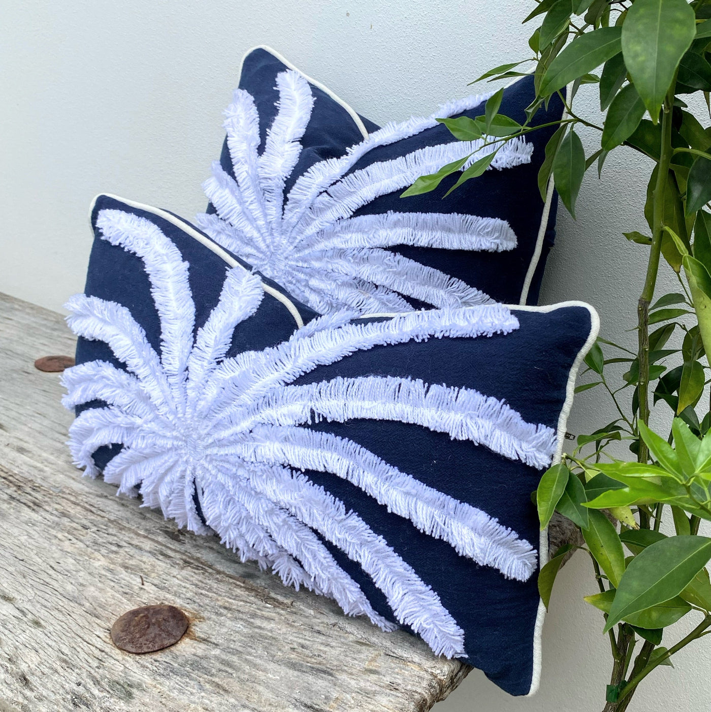 Rectangle Cushion Cover With Trendy Palm Tree Design