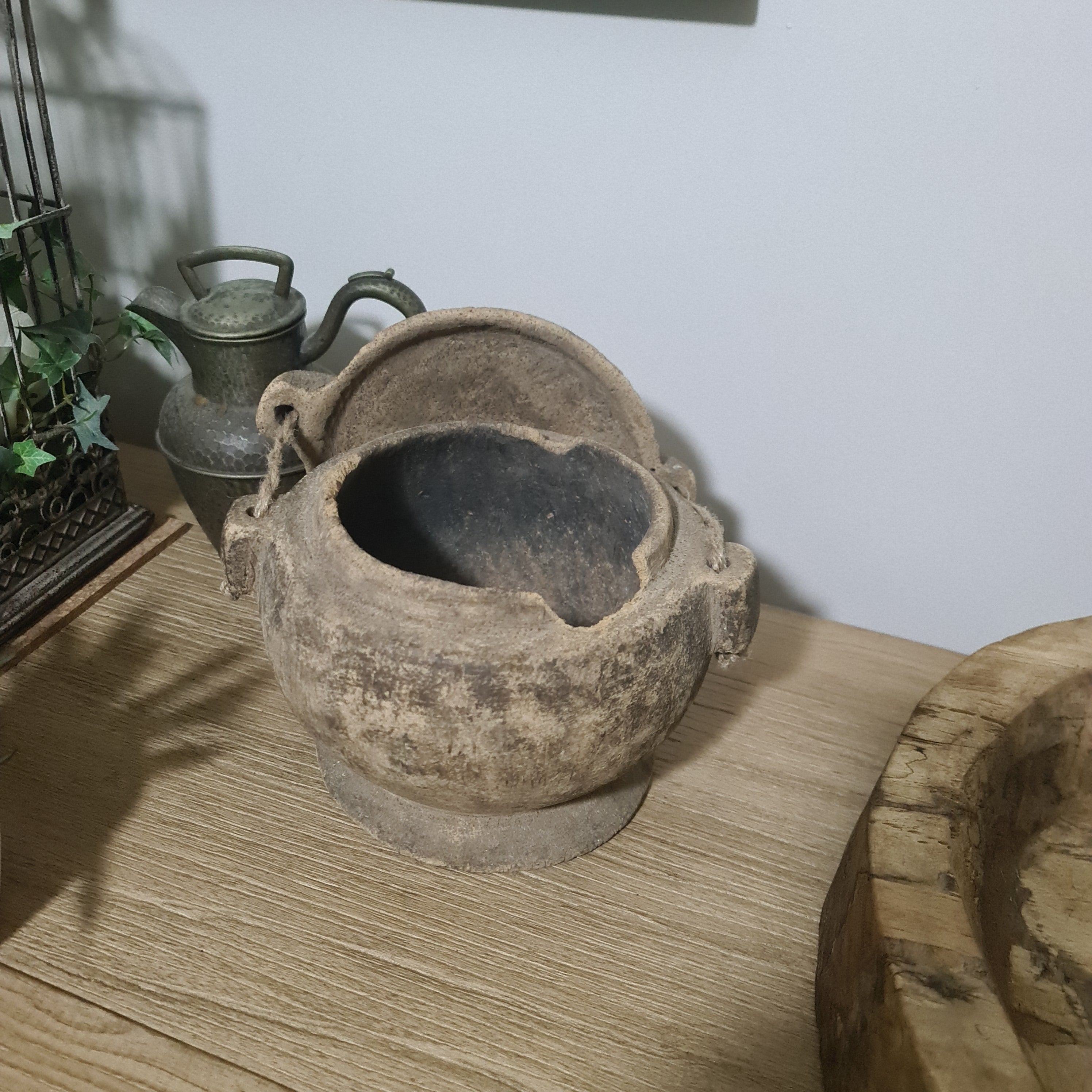 Antique Lidded Naga Wood Bowl | Wabi-Sabi Storage Vessel | Med 23 x 20.5 x 26 cm