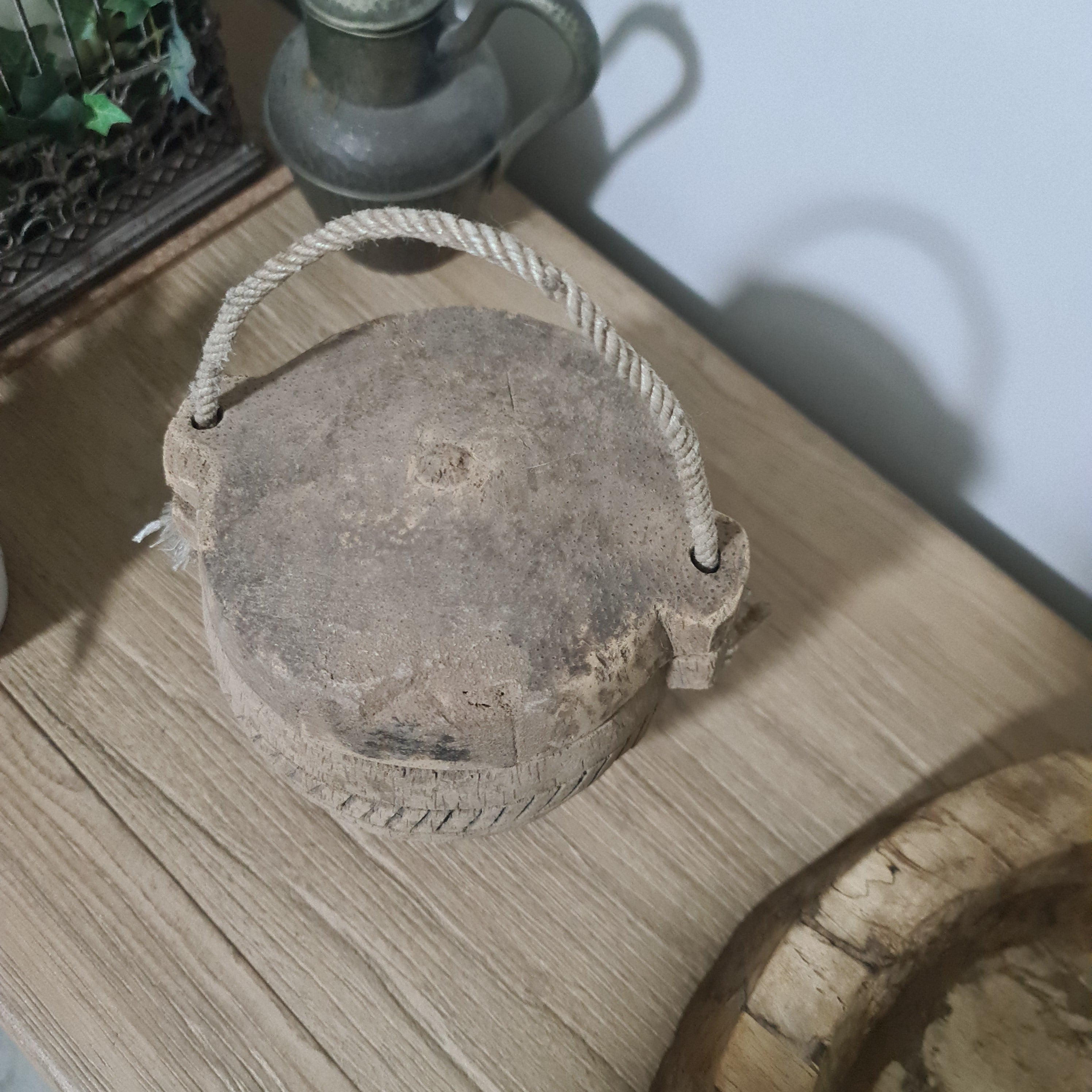 Antique Lidded Naga Wood Bowl | Wabi-Sabi Storage Vessel | Small 19 x 17 x 20 cm