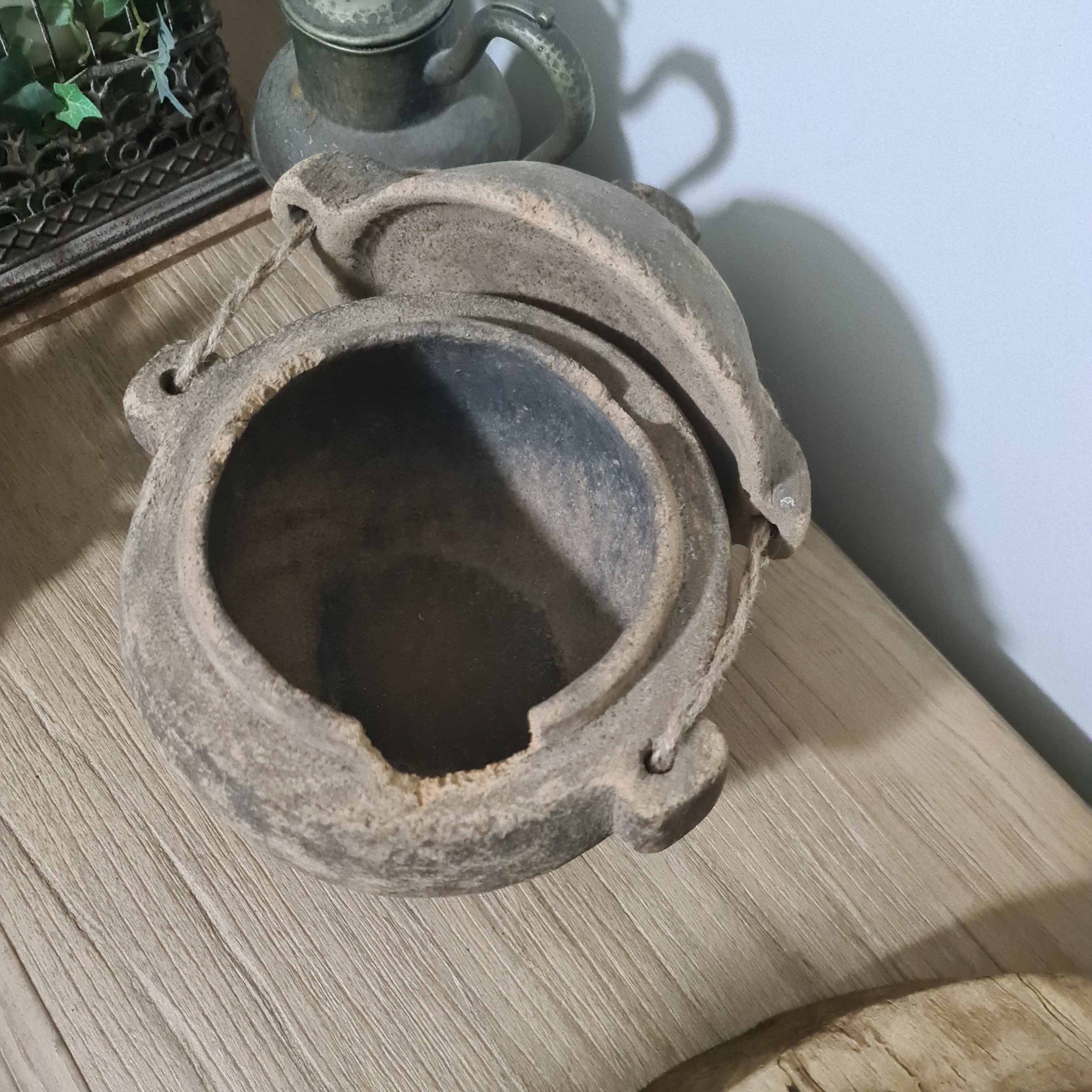 Antique Lidded Naga Wood Bowl | Wabi-Sabi Storage Vessel | Med 23 x 20.5 x 26 cm